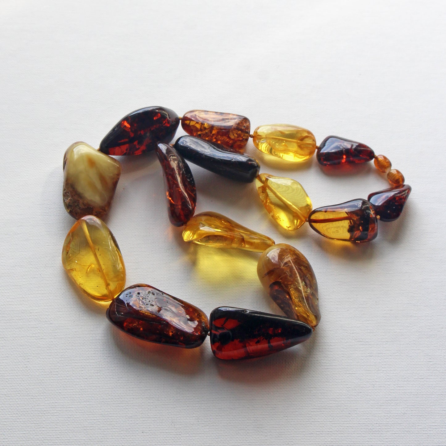 Baltic Amber Necklace, Large Amber Beads, Multicolor Amber Necklace for Women
