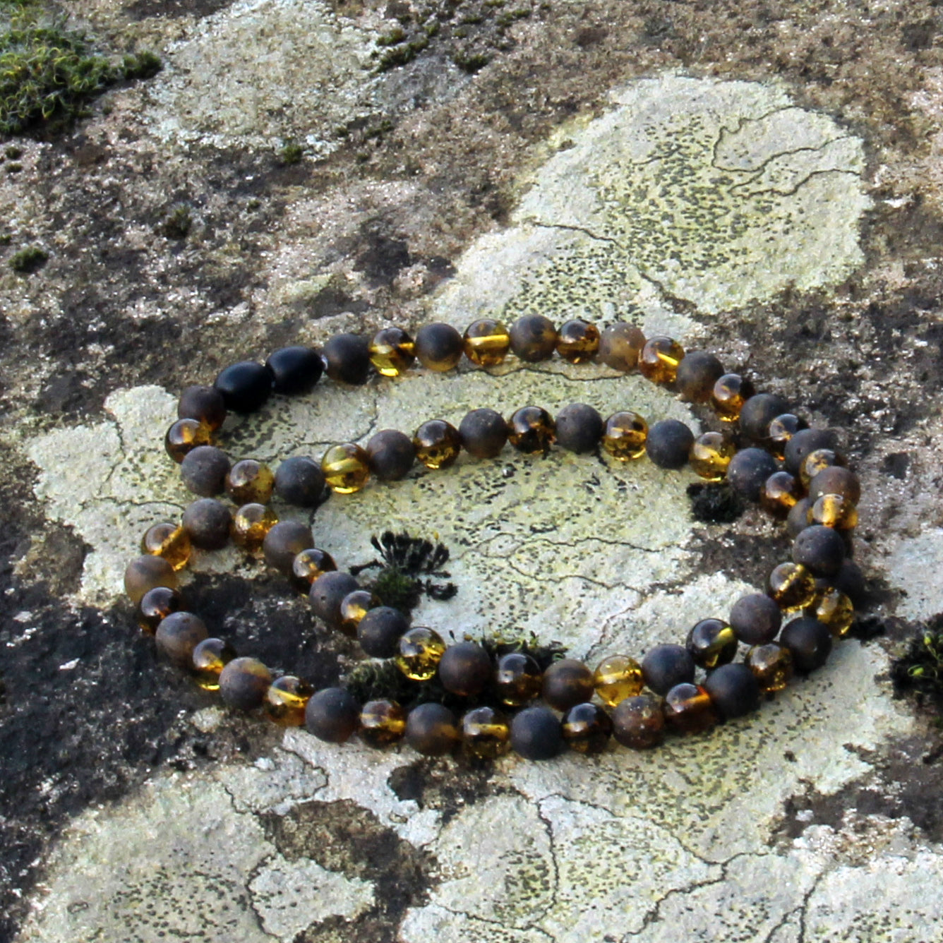 Genuine Baltic Amber Necklace, Gemstone Men's Necklace, Black Amber Stones Necklace for Men, Gift for Him