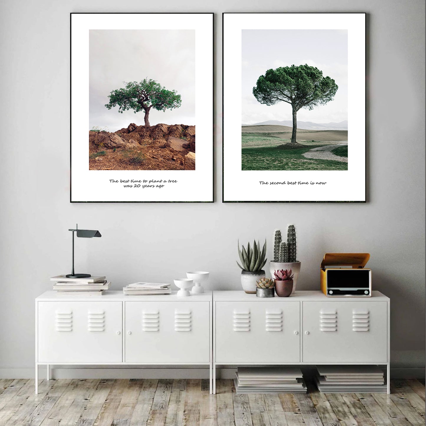 Two posters with tree in black color frames.