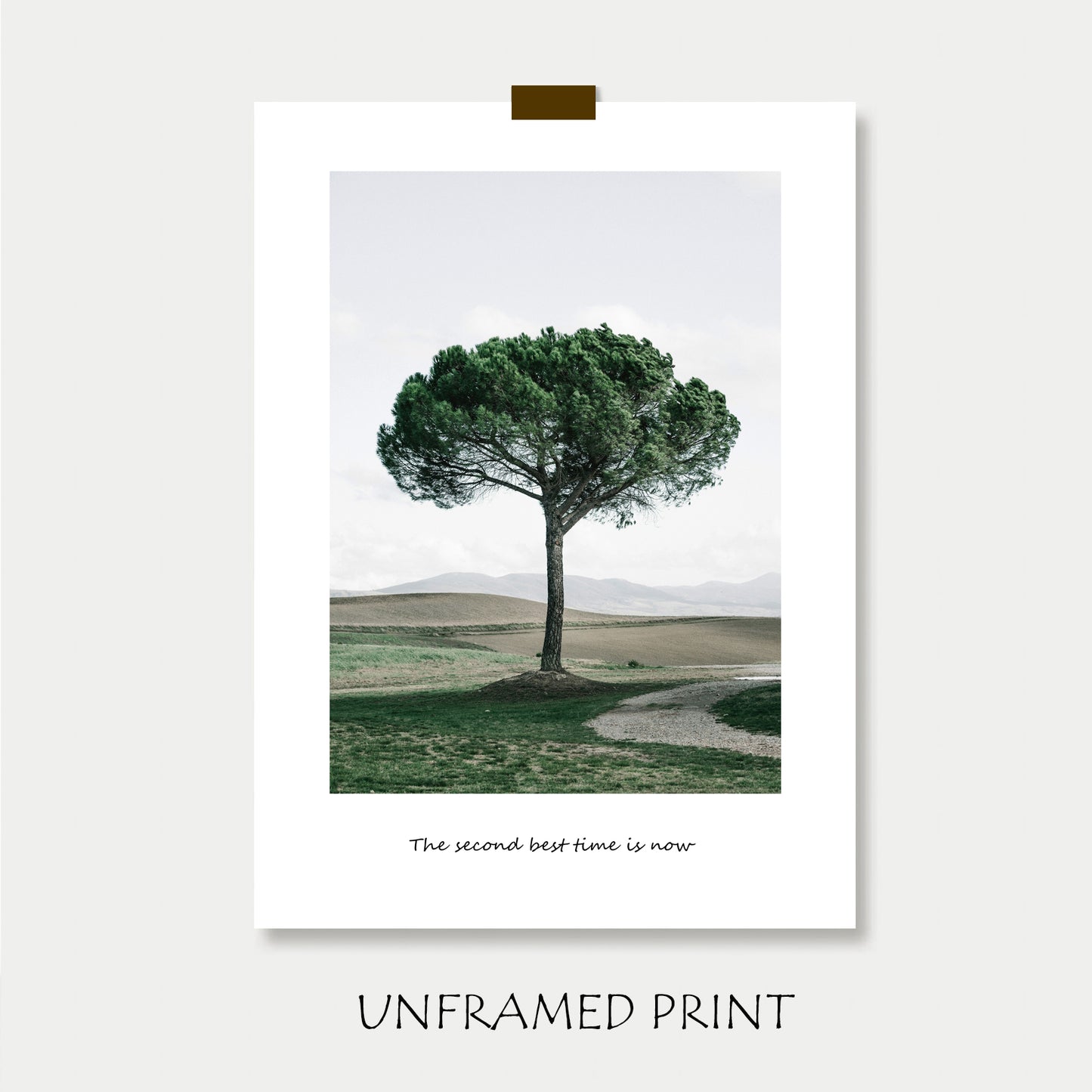 Green tree unframed poster "The second best time is now".