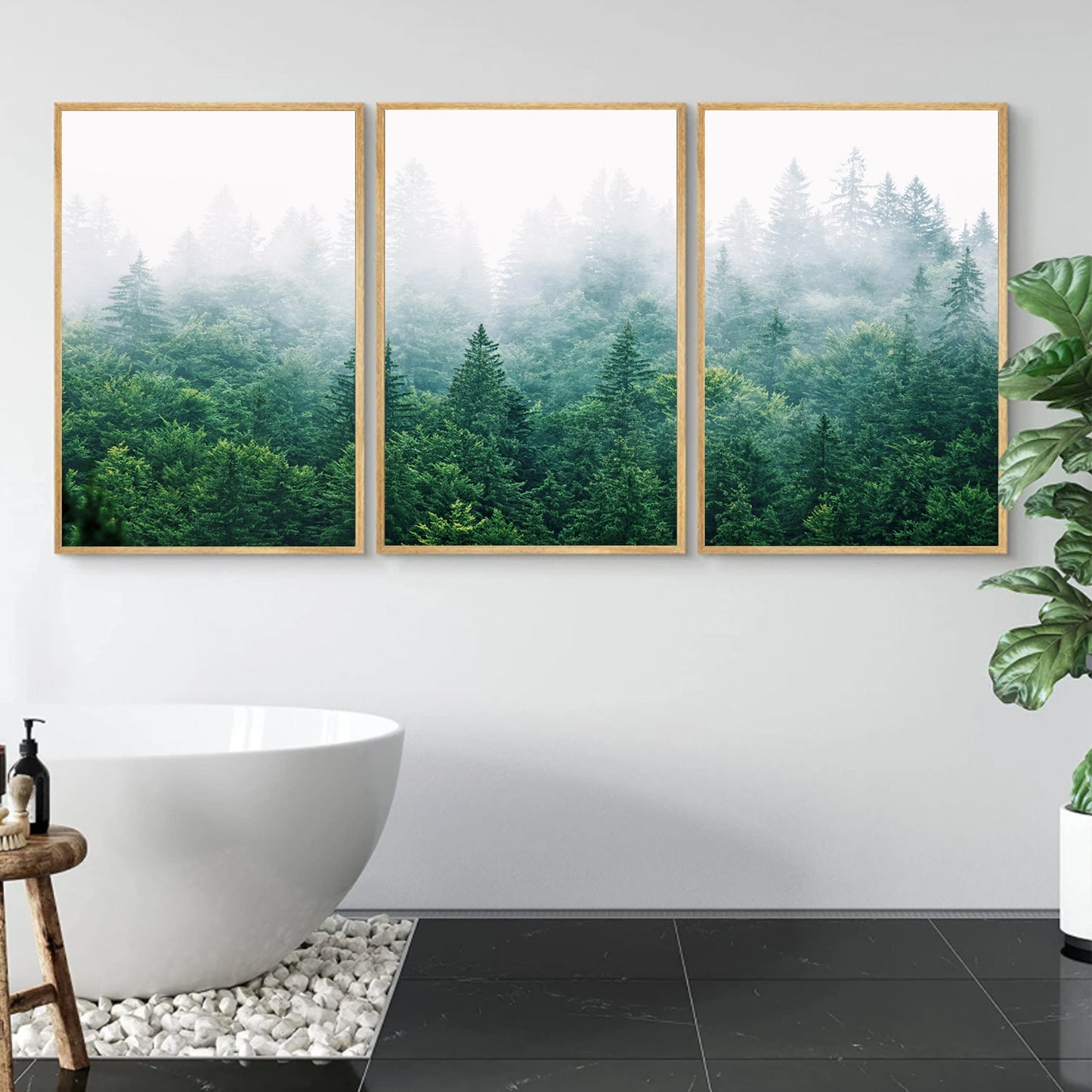 Forest triptych in the bathroom.