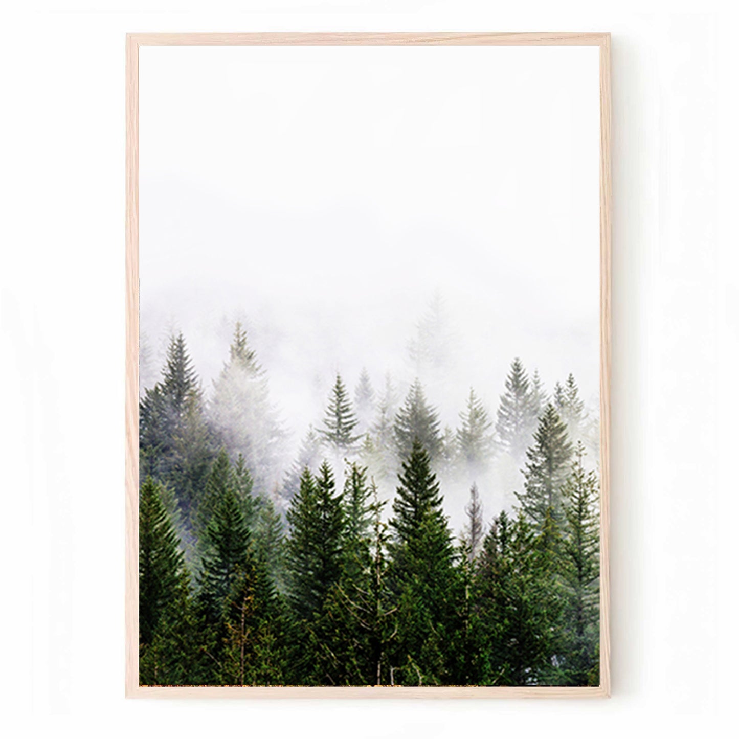 Deer in Forest 3 Piece Wall Art | Woodland Canvas Triptych Deer in Fog