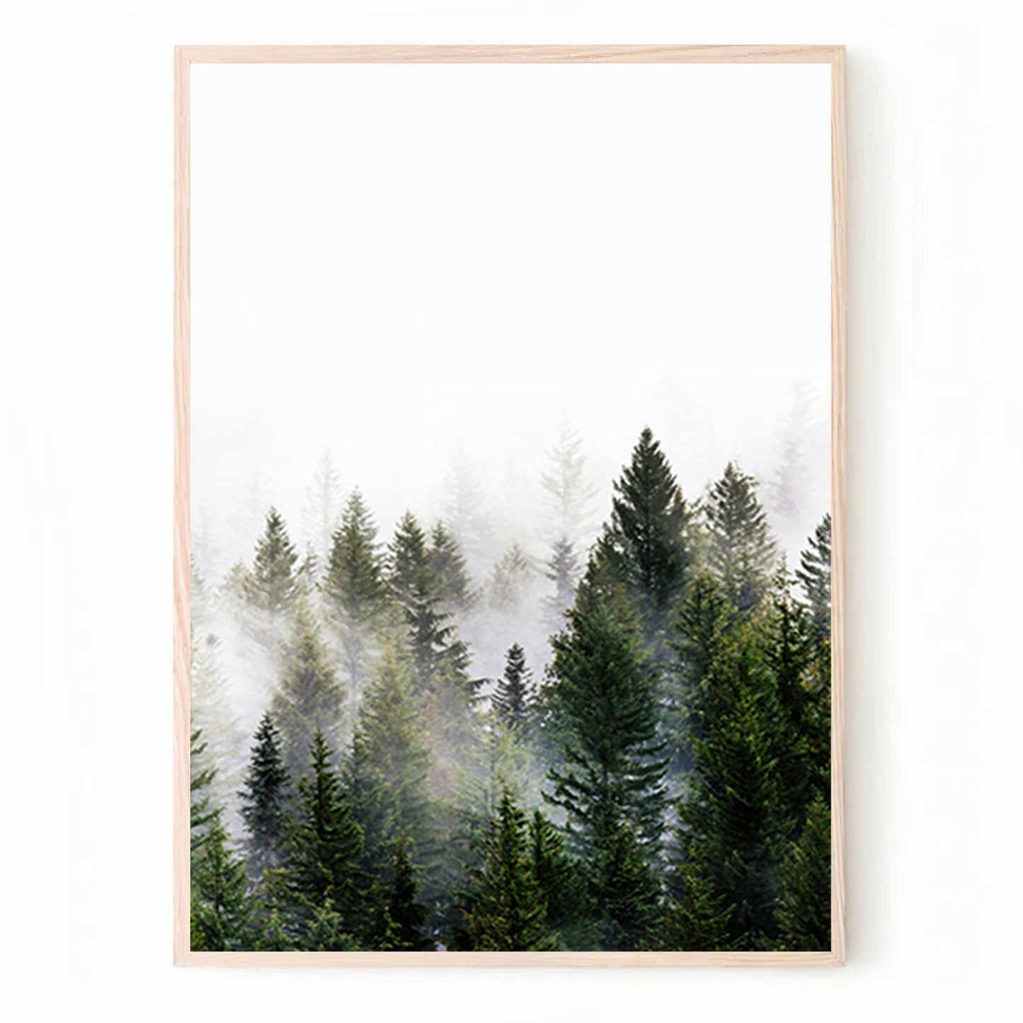 Deer in Forest 3 Piece Wall Art | Woodland Canvas Triptych Deer in Fog