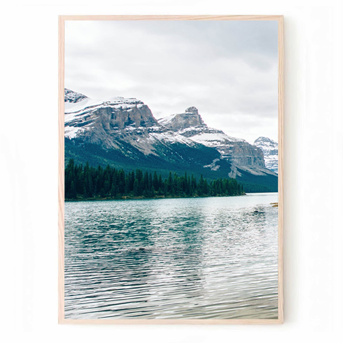 Spirit Island on Maligne Lake Wall Art | Nordic Mountain Lake Triptych