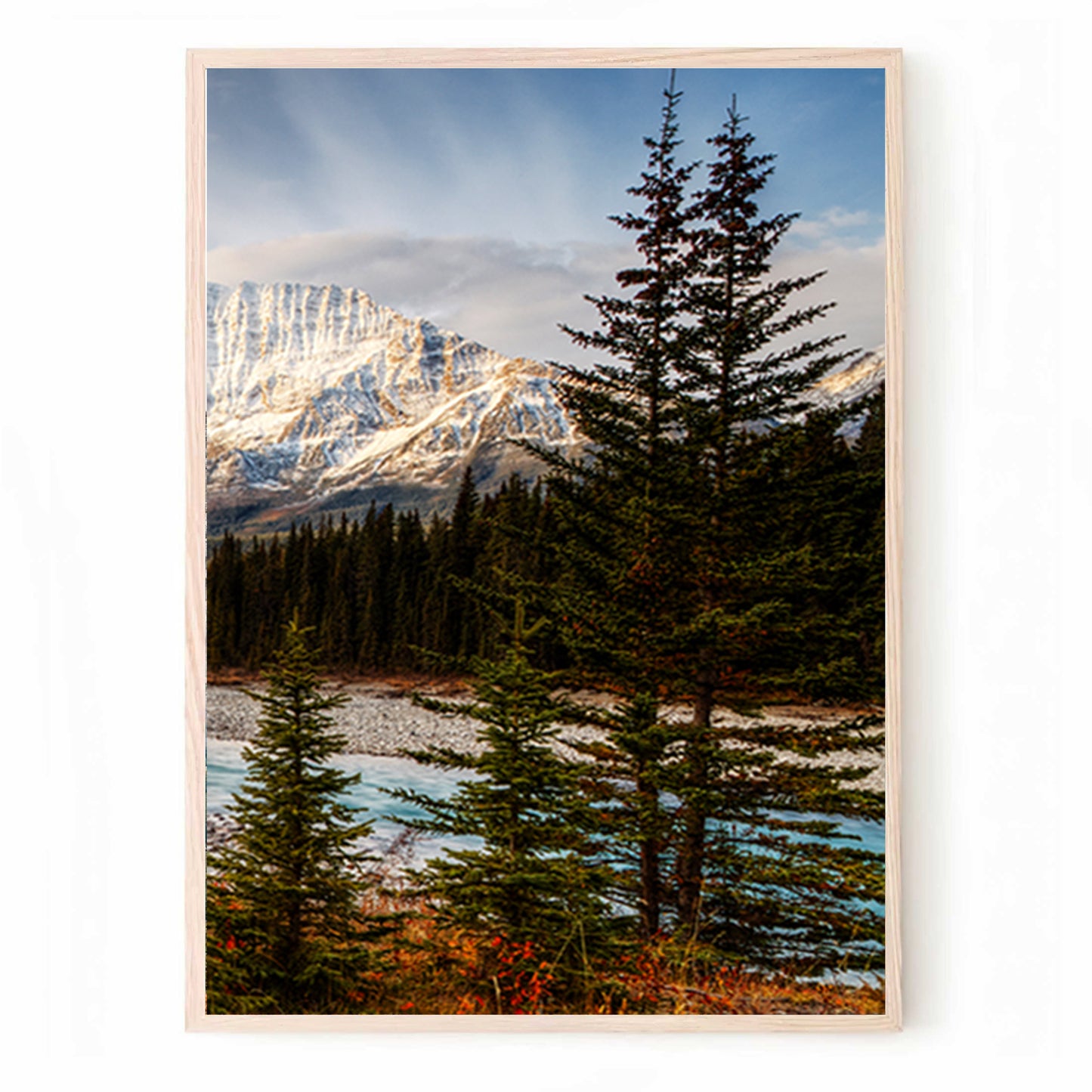 Paysage d'automne avec rivière de montagne, 3 pièces | Triptyque d'automne