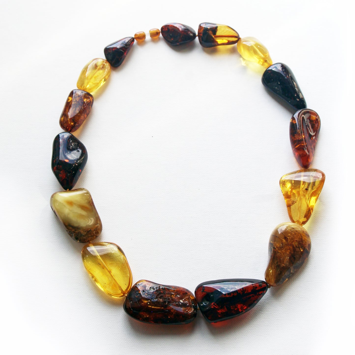 Baltic Amber Necklace, Large Amber Beads, Multicolor Amber Necklace for Women
