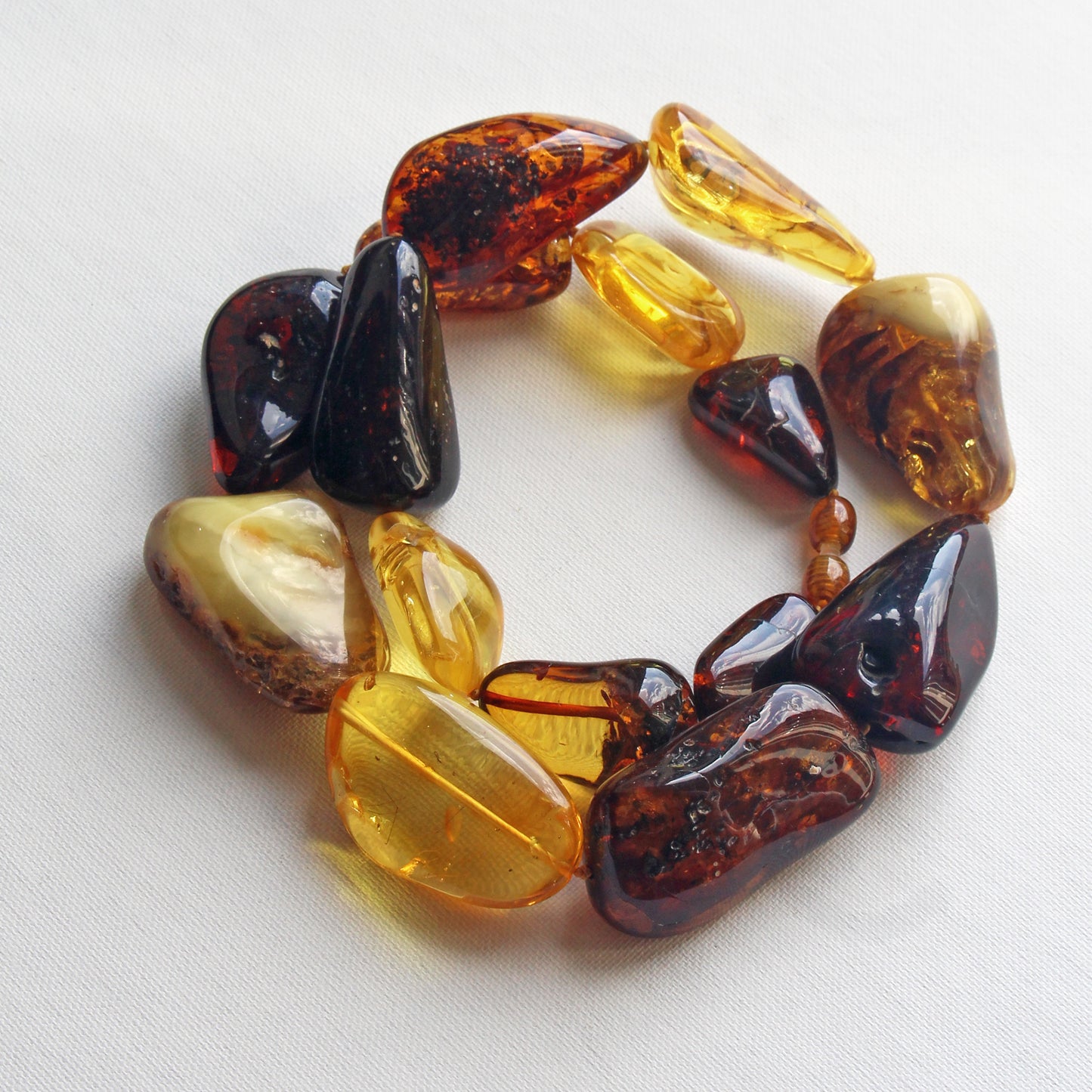 Baltic Amber Necklace, Large Amber Beads, Multicolor Amber Necklace for Women