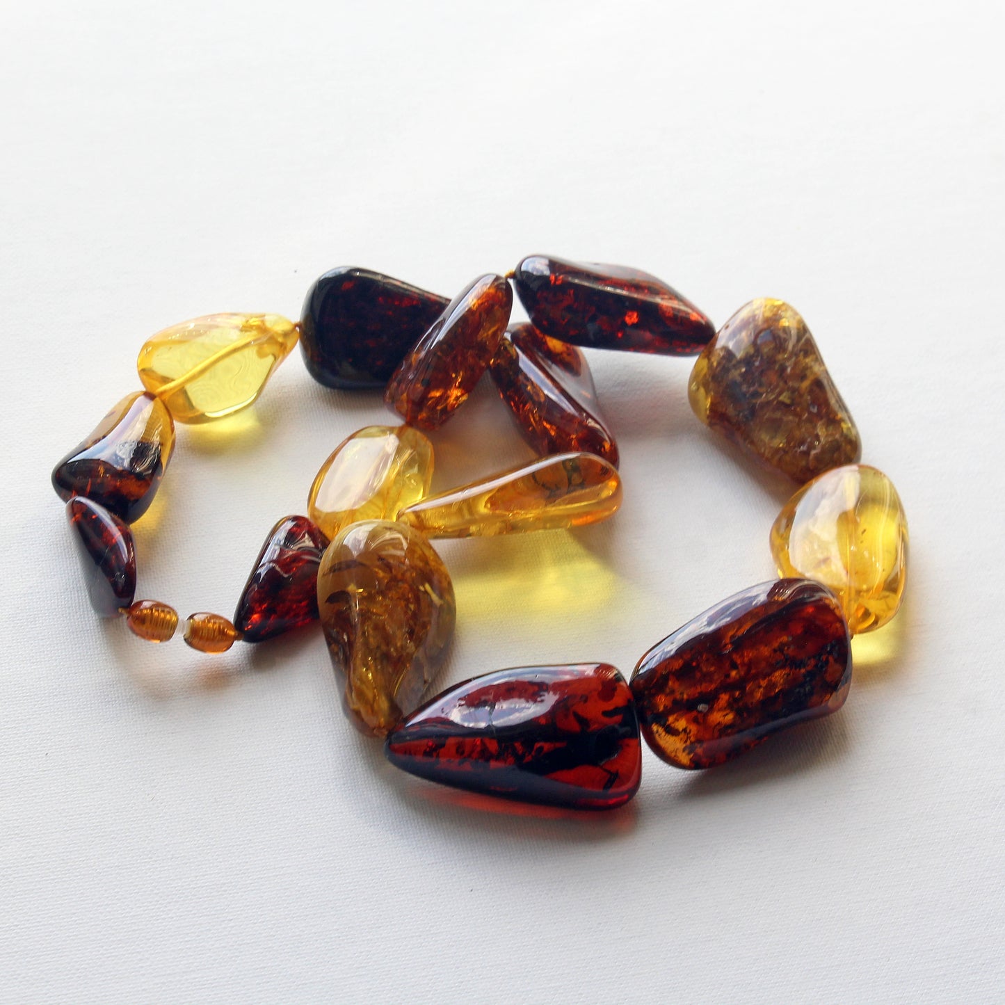 Baltic Amber Necklace, Large Amber Beads, Multicolor Amber Necklace for Women