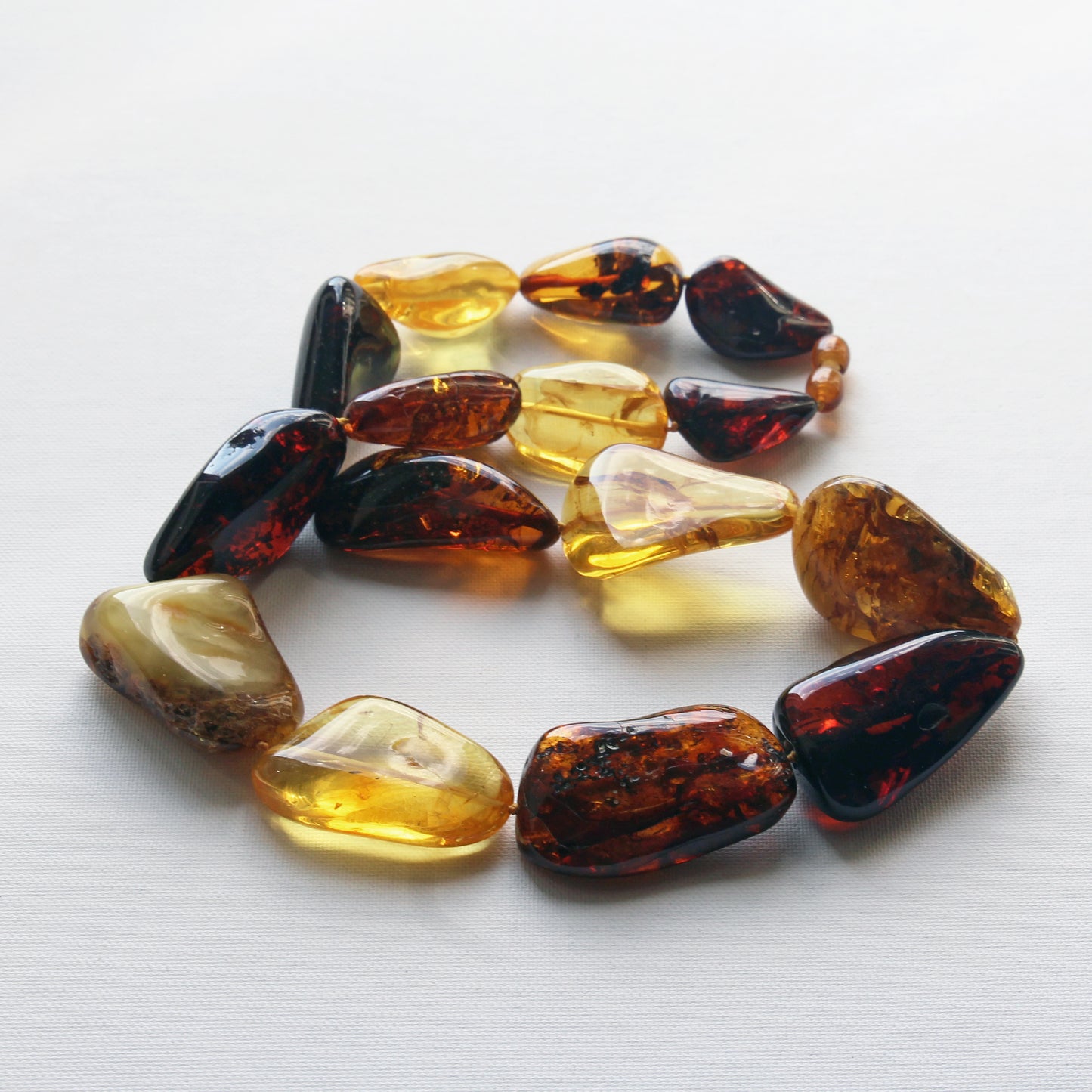 Baltic Amber Necklace, Large Amber Beads, Multicolor Amber Necklace for Women