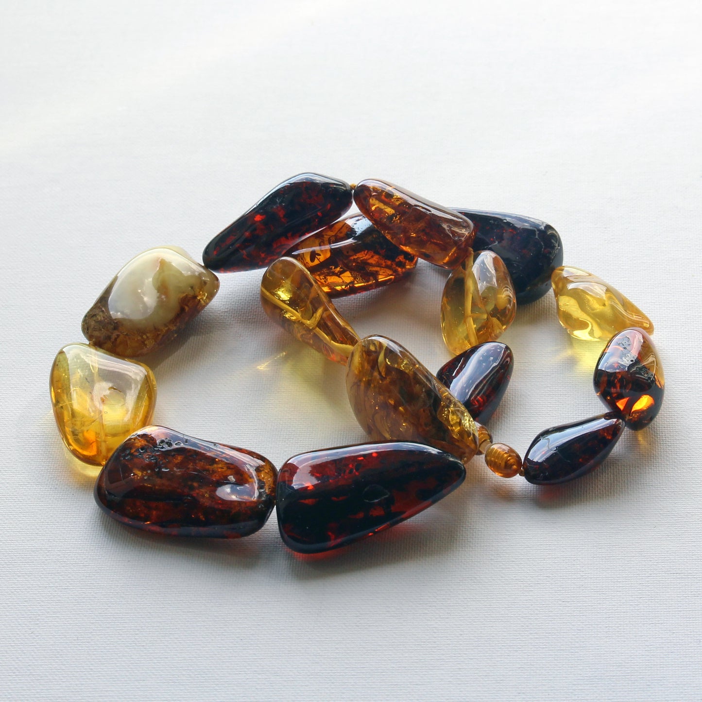 Baltic Amber Necklace, Large Amber Beads, Multicolor Amber Necklace for Women