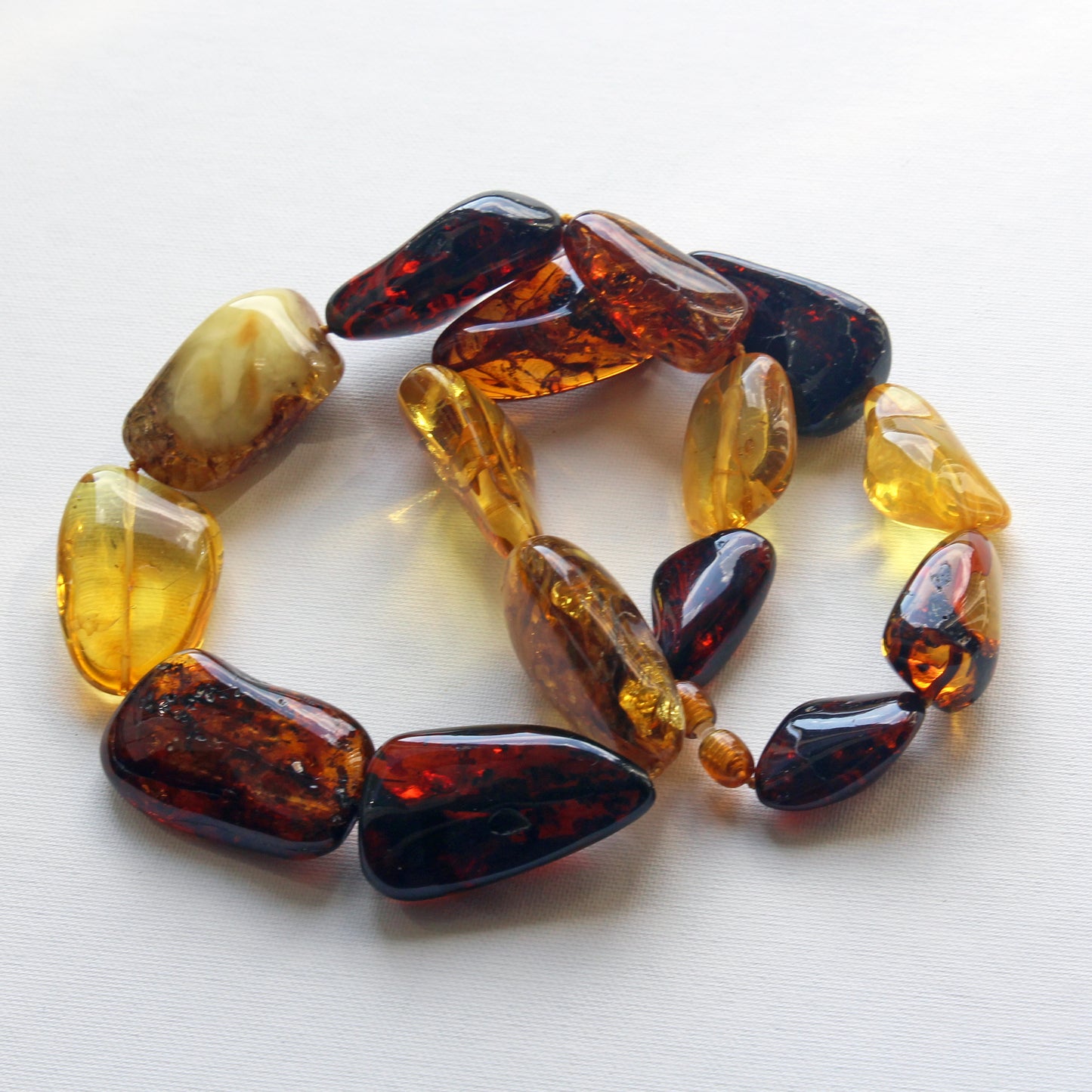 Baltic Amber Necklace, Large Amber Beads, Multicolor Amber Necklace for Women