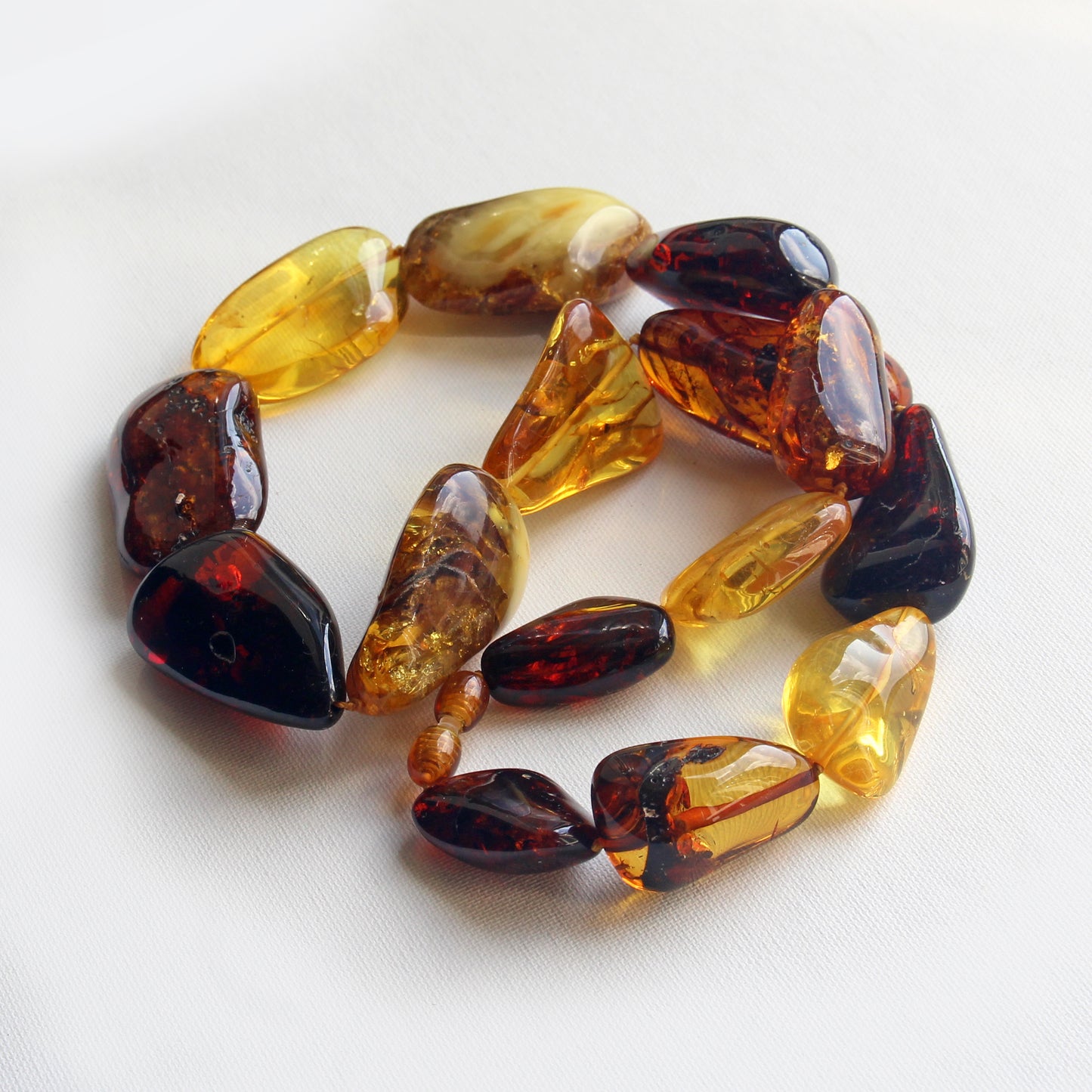 Baltic Amber Necklace, Large Amber Beads, Multicolor Amber Necklace for Women