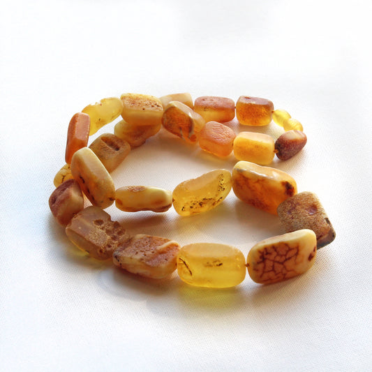 Raw Baltic Amber Necklace, Natural Gemstone Women's Necklace, Unique Old Orange Amber
