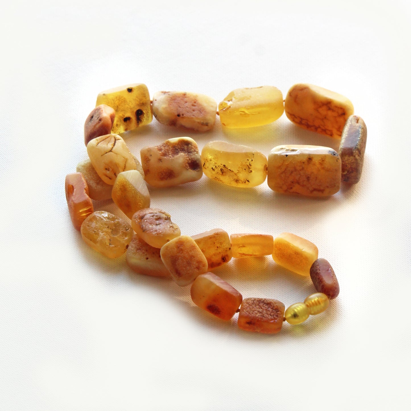 Raw Baltic Amber Necklace, Natural Gemstone Women's Necklace, Unique Old Orange Amber