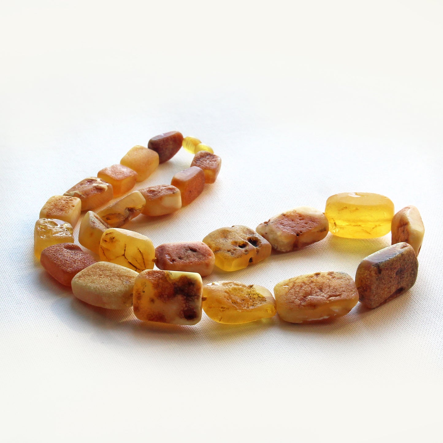 Raw Baltic Amber Necklace, Natural Gemstone Women's Necklace, Unique Old Orange Amber