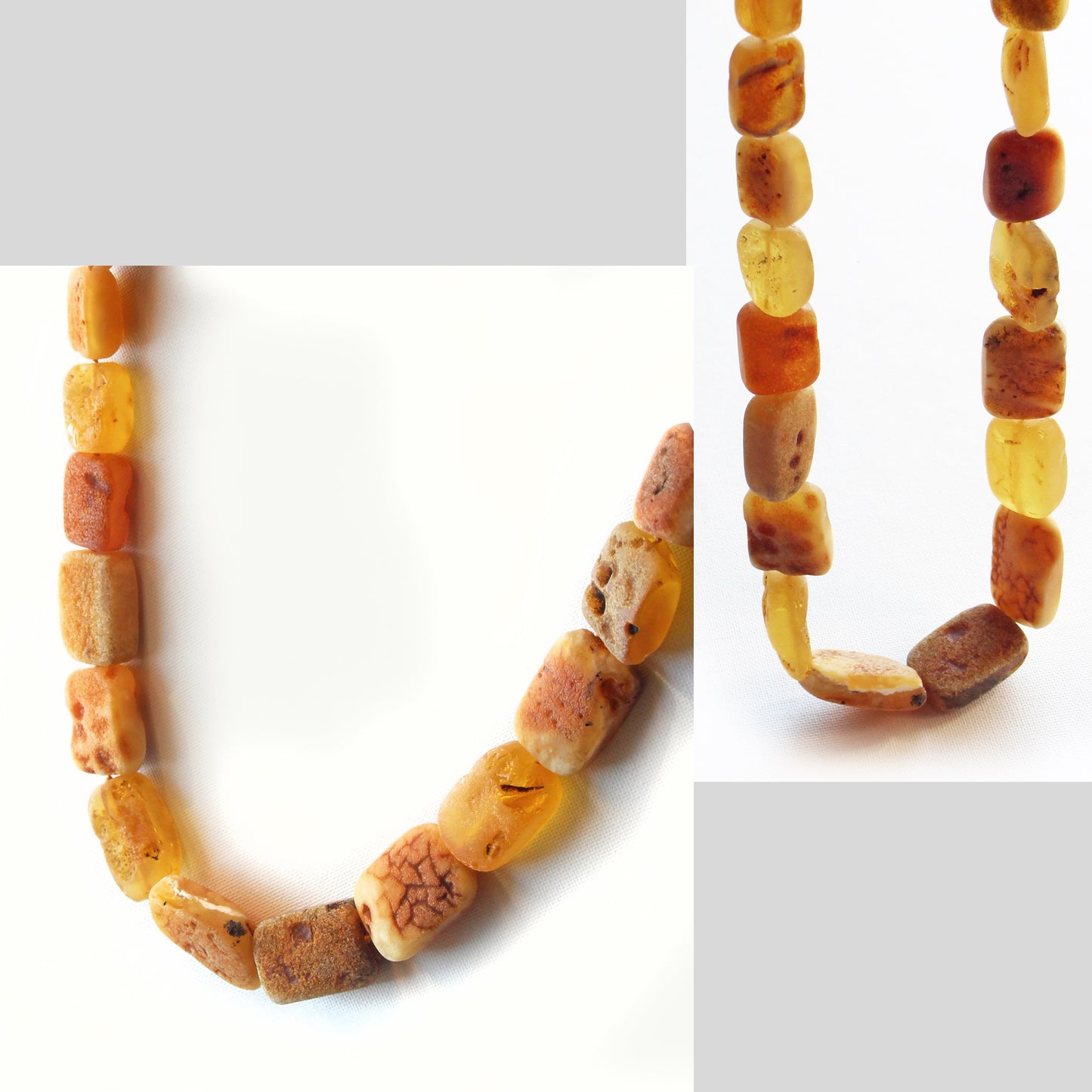 Raw Baltic Amber Necklace, Natural Gemstone Women's Necklace, Unique Old Orange Amber