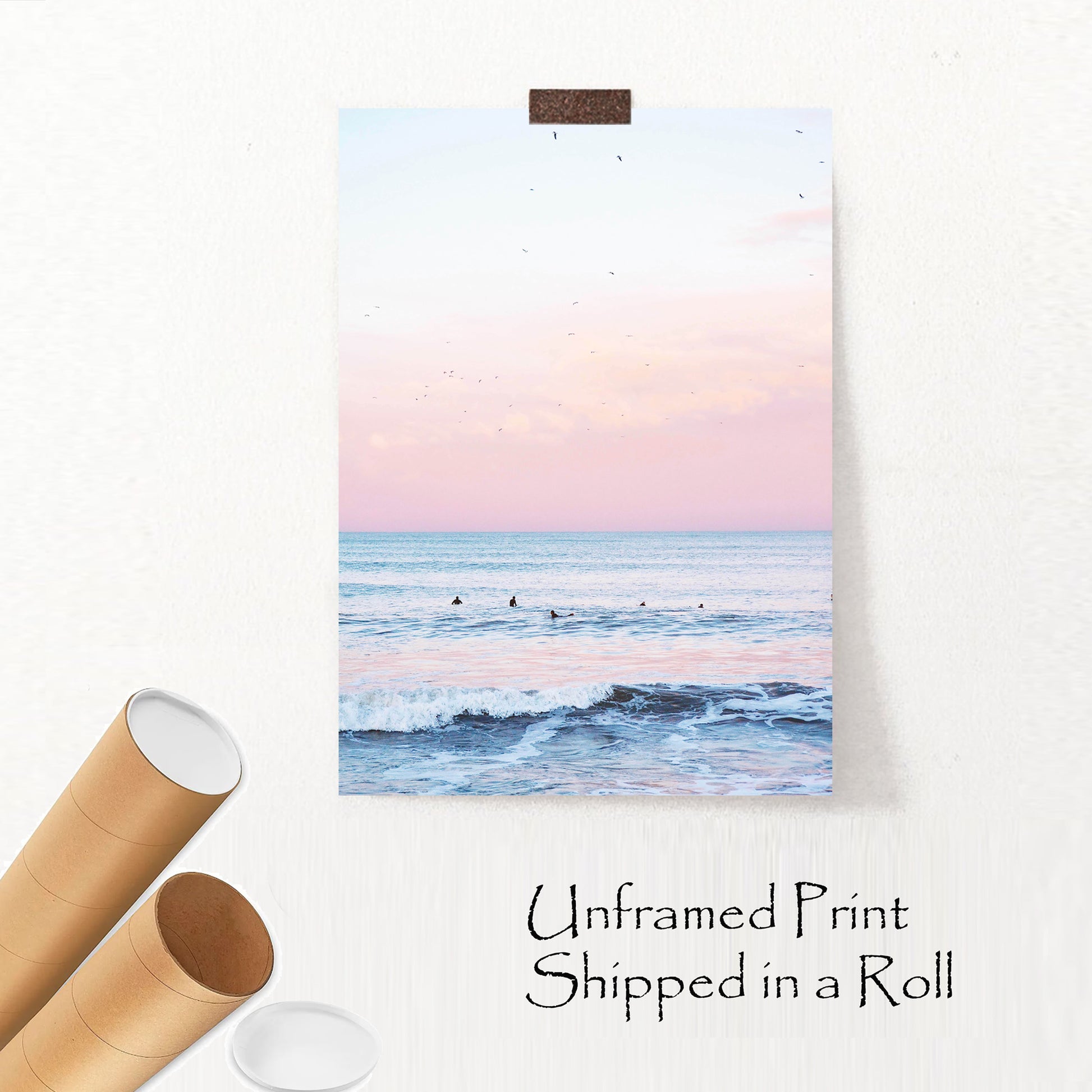 Ocean with surfer unframed print.