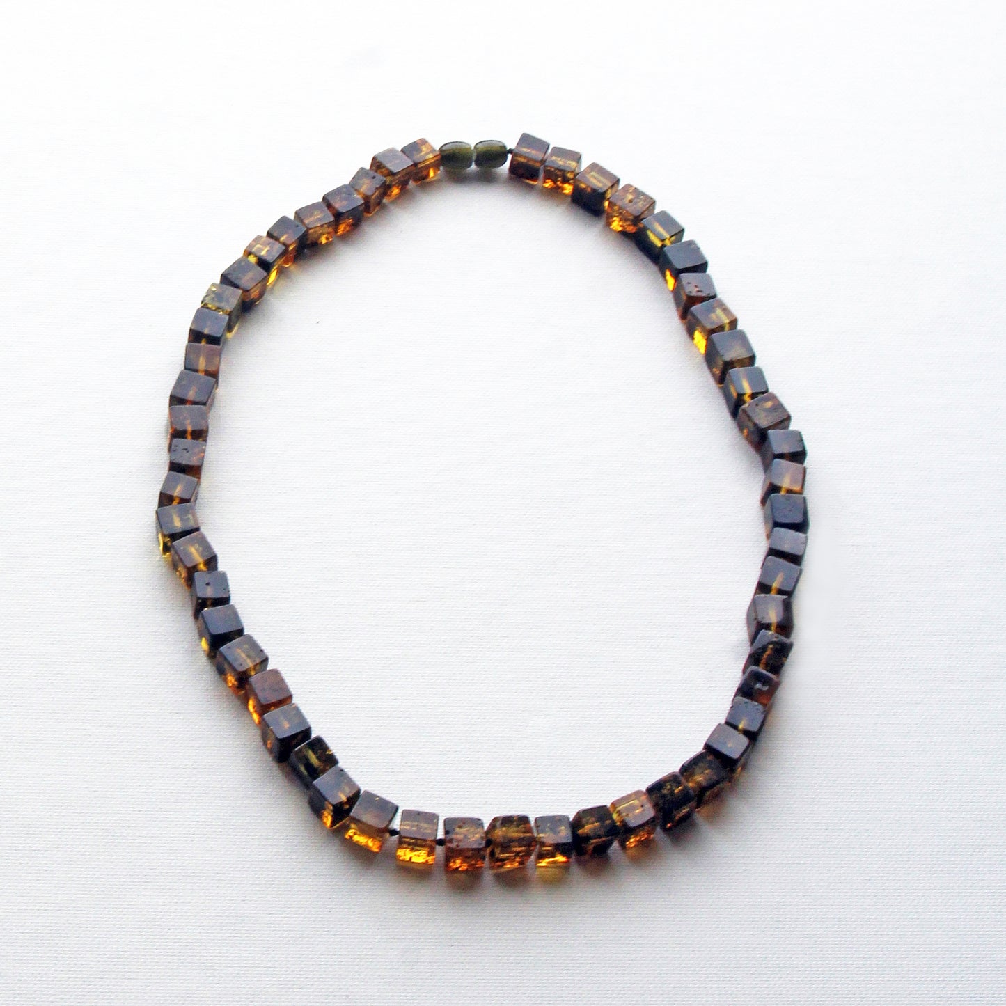 Gemstone Men's Necklace, Amber Cubic Beads Necklace for Men, Unique Amber, Gift for Him