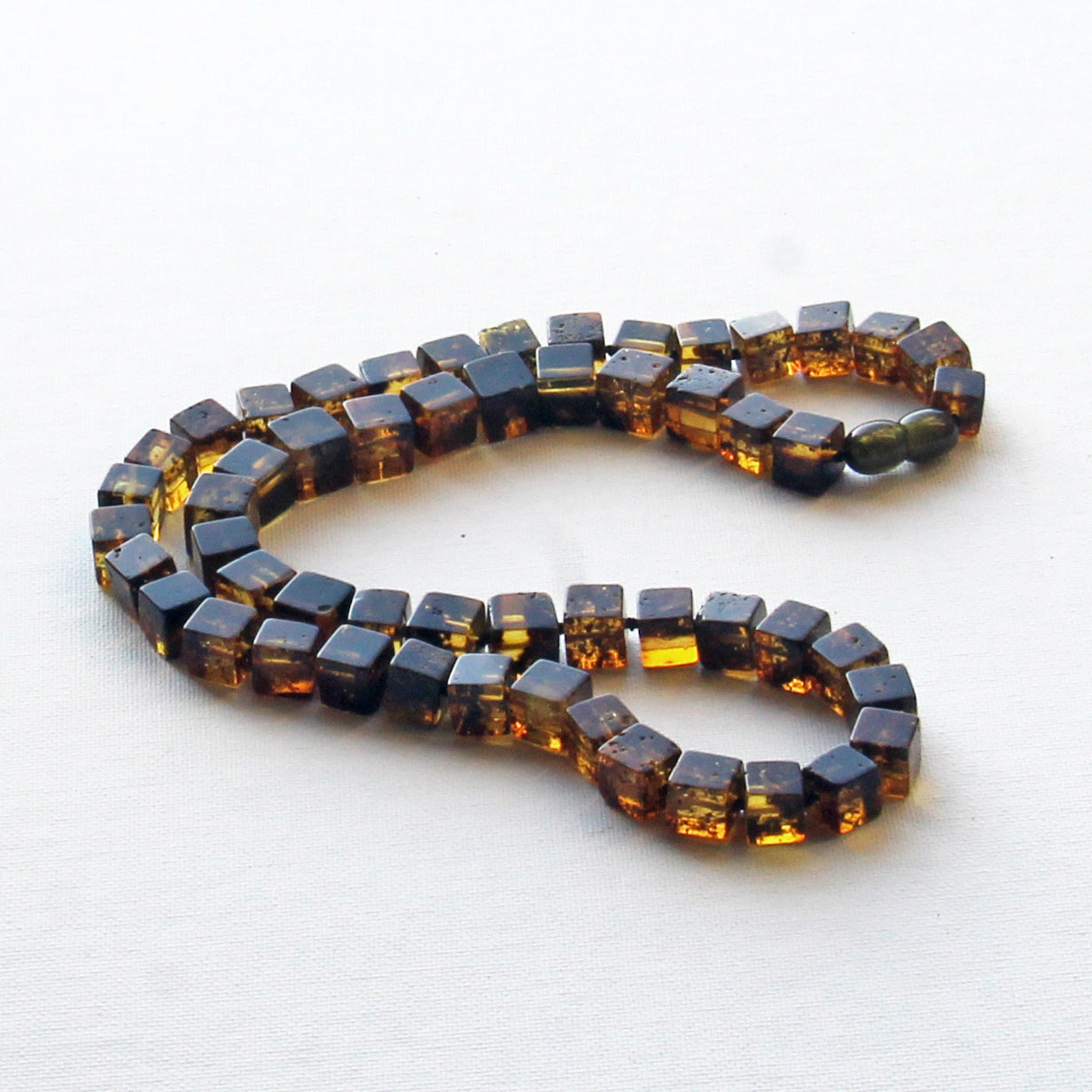 Gemstone Men's Necklace, Amber Cubic Beads Necklace for Men, Unique Amber, Gift for Him