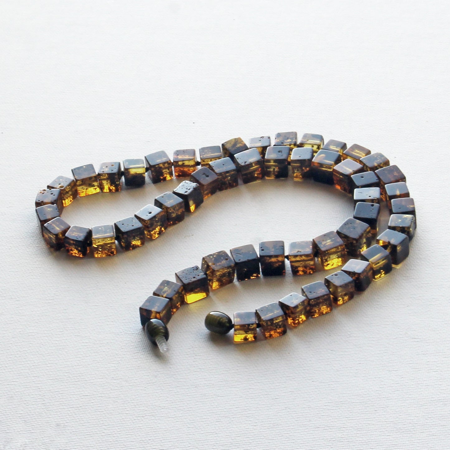 Gemstone Men's Necklace, Amber Cubic Beads Necklace for Men, Unique Amber, Gift for Him