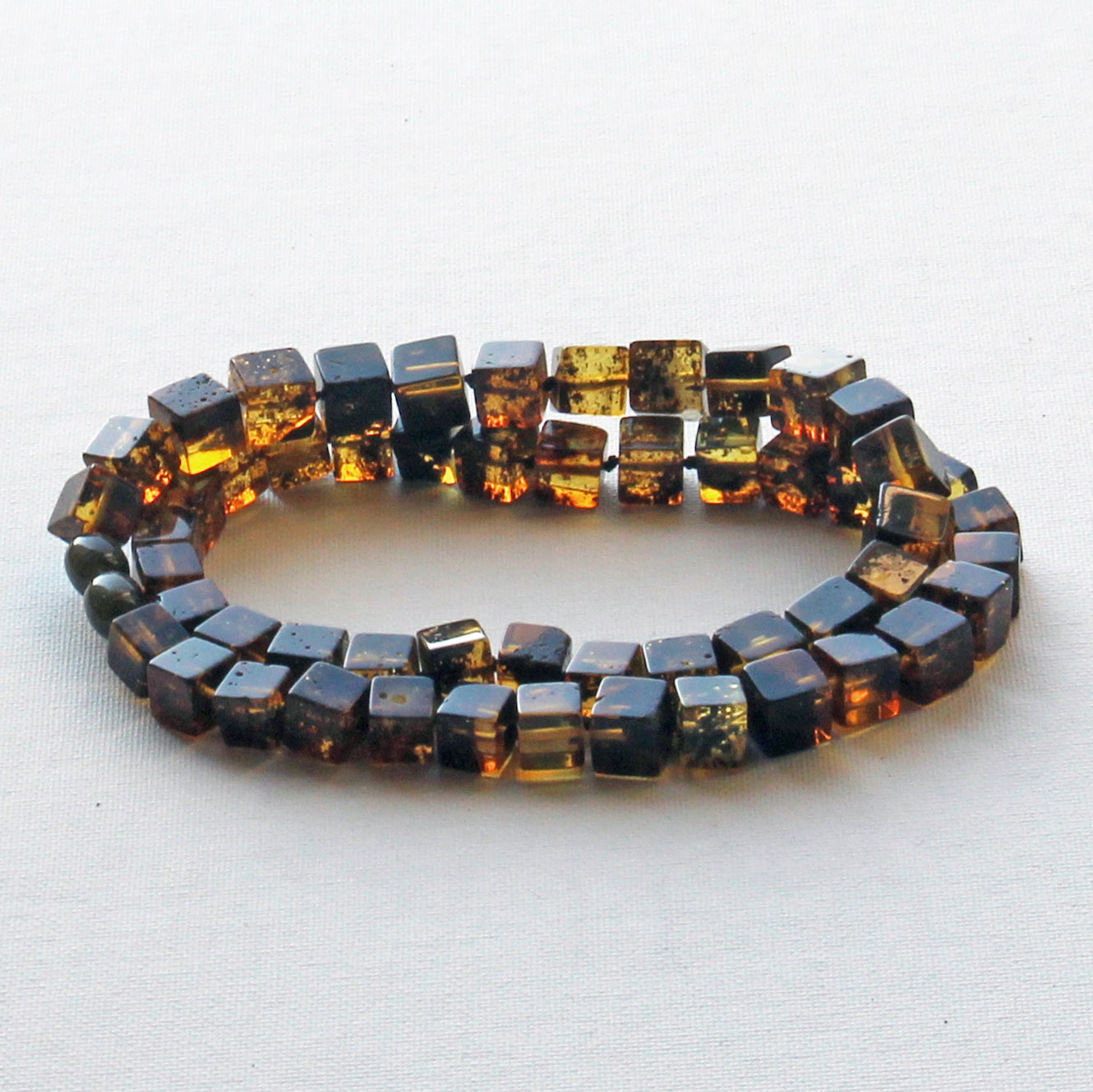 Gemstone Men's Necklace, Amber Cubic Beads Necklace for Men, Unique Amber, Gift for Him