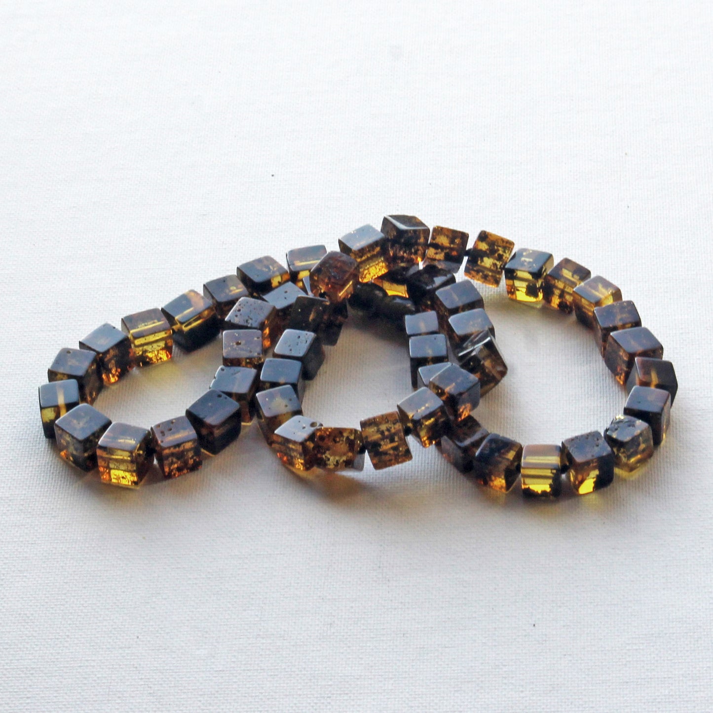 Gemstone Men's Necklace, Amber Cubic Beads Necklace for Men, Unique Amber, Gift for Him