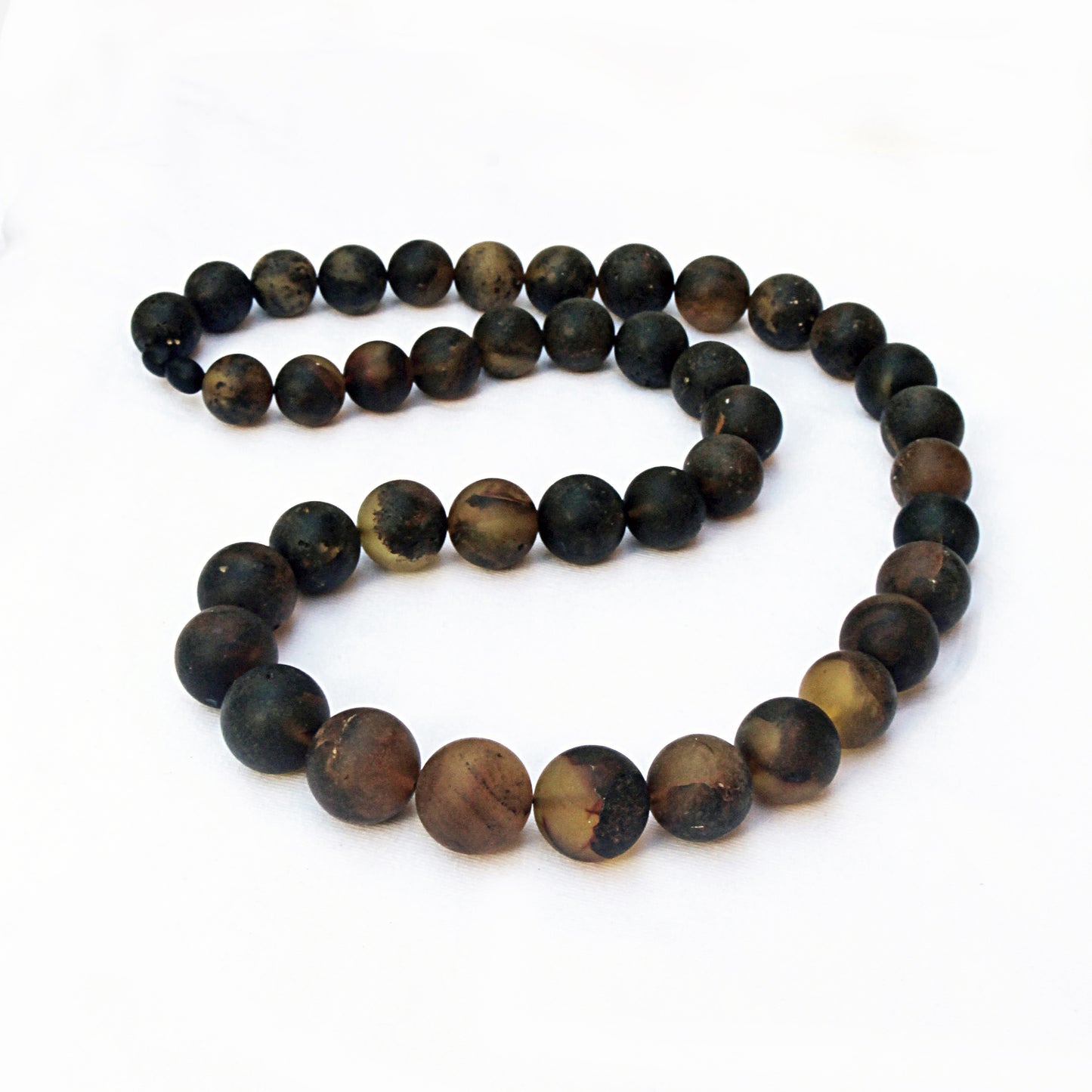 Unique Amber Necklace, Black Amber Beads, Baltic Amber Necklace 28 inch