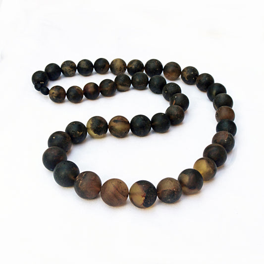 Unique Amber Necklace, Black Amber Beads, Baltic Amber Necklace 28 inch