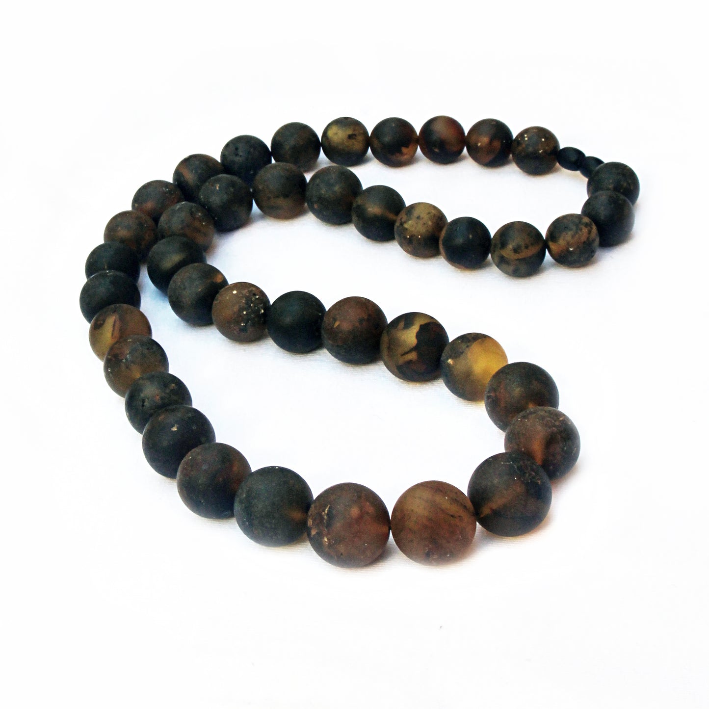 Unique Amber Necklace, Black Amber Beads, Baltic Amber Necklace 28 inch