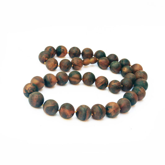 Baltic Amber Necklace, Black Brown Amber Beads Necklace, Gemstone Beads for Men