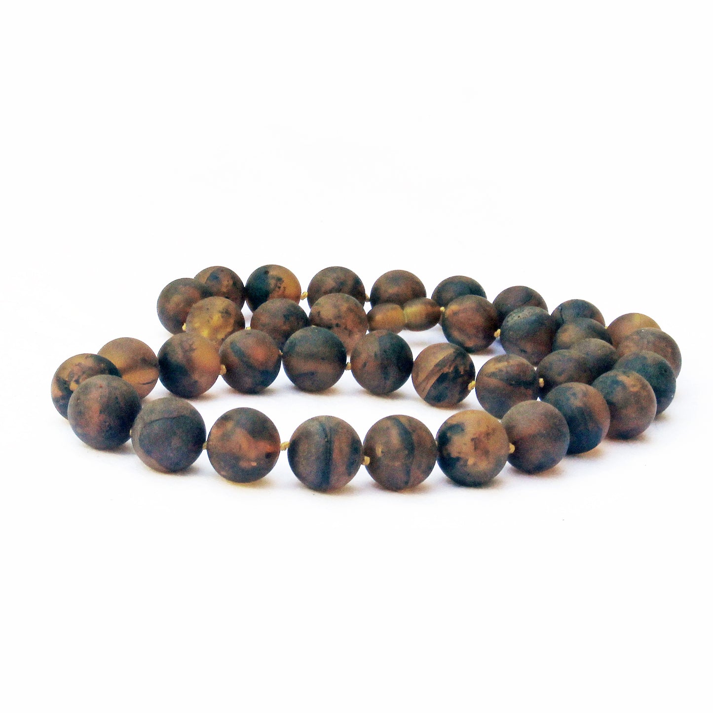 Baltic Amber Necklace, Black Brown Amber Beads Necklace, Gemstone Beads for Men