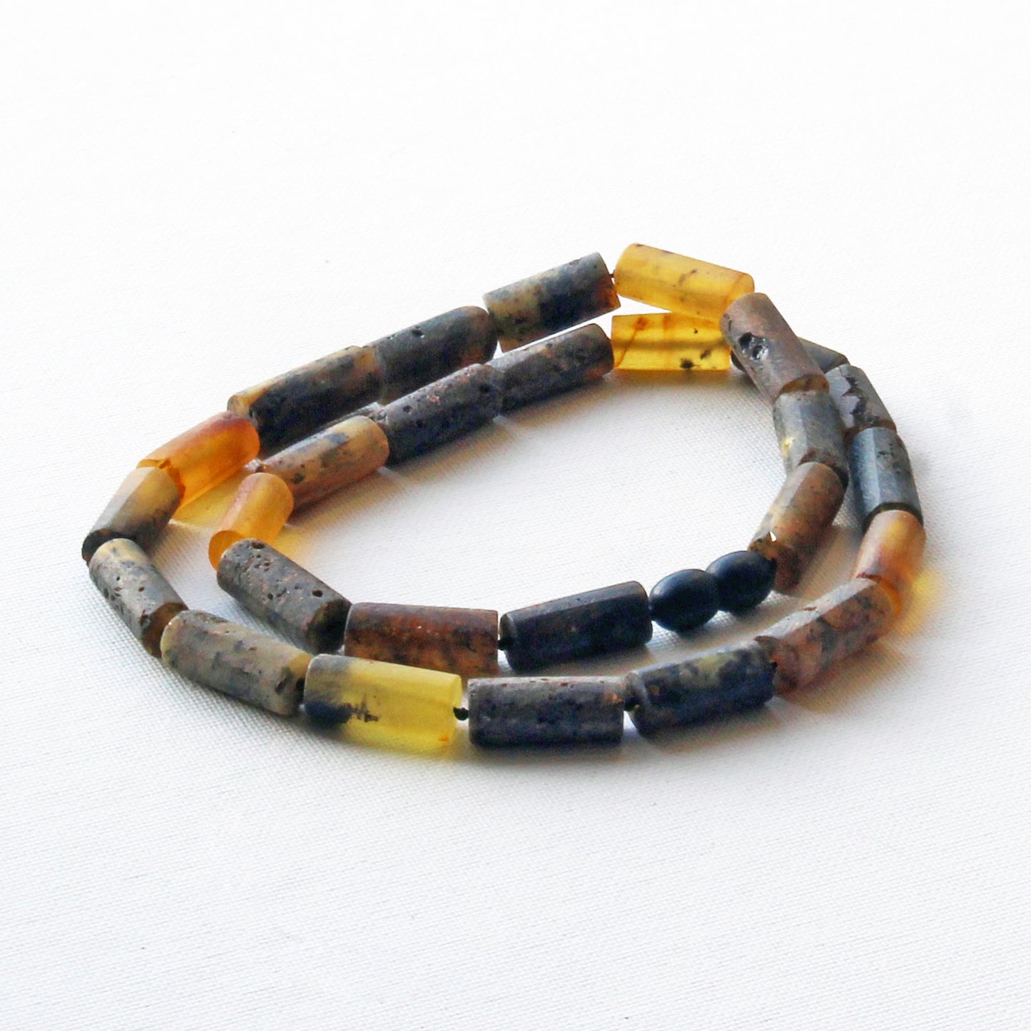 Gemstone Men's Necklace, Genuine Baltic Amber Necklace, Black Amber Stones Necklace for Men