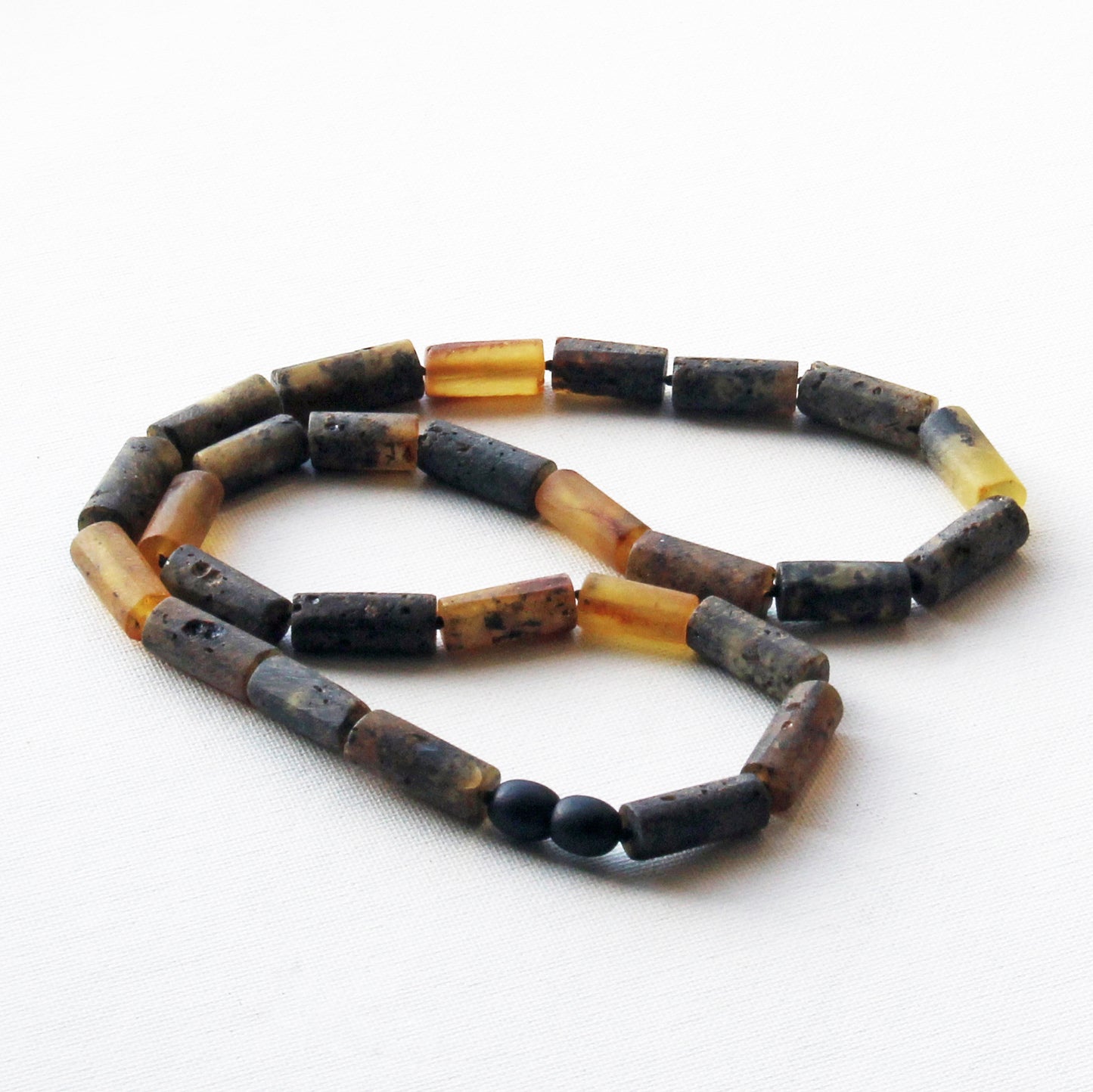 Gemstone Men's Necklace, Genuine Baltic Amber Necklace, Black Amber Stones Necklace for Men
