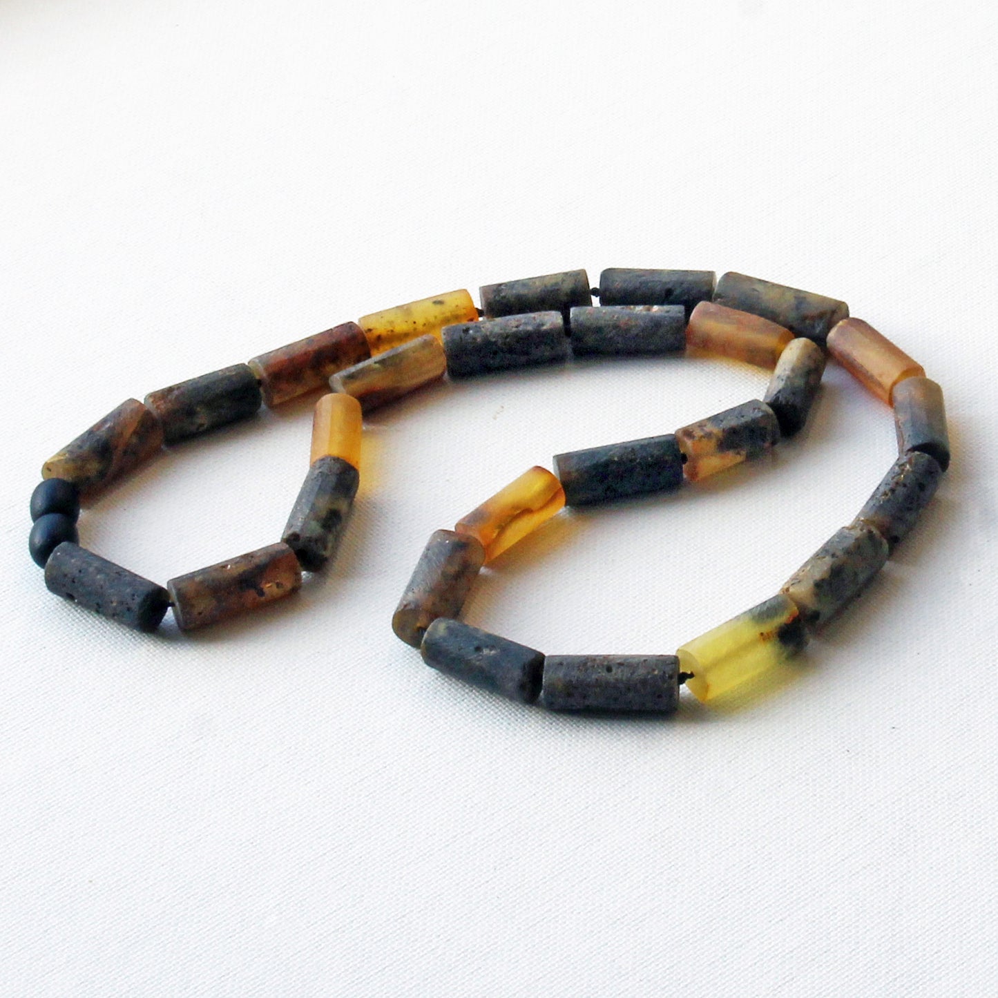 Gemstone Men's Necklace, Genuine Baltic Amber Necklace, Black Amber Stones Necklace for Men