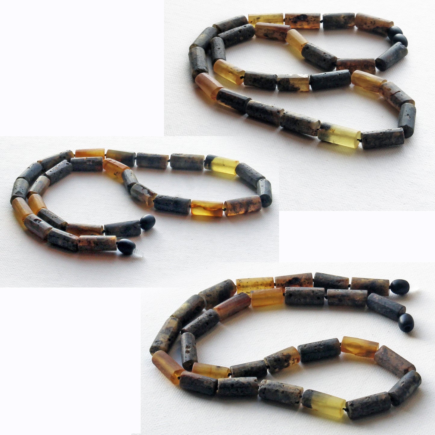 Gemstone Men's Necklace, Genuine Baltic Amber Necklace, Black Amber Stones Necklace for Men