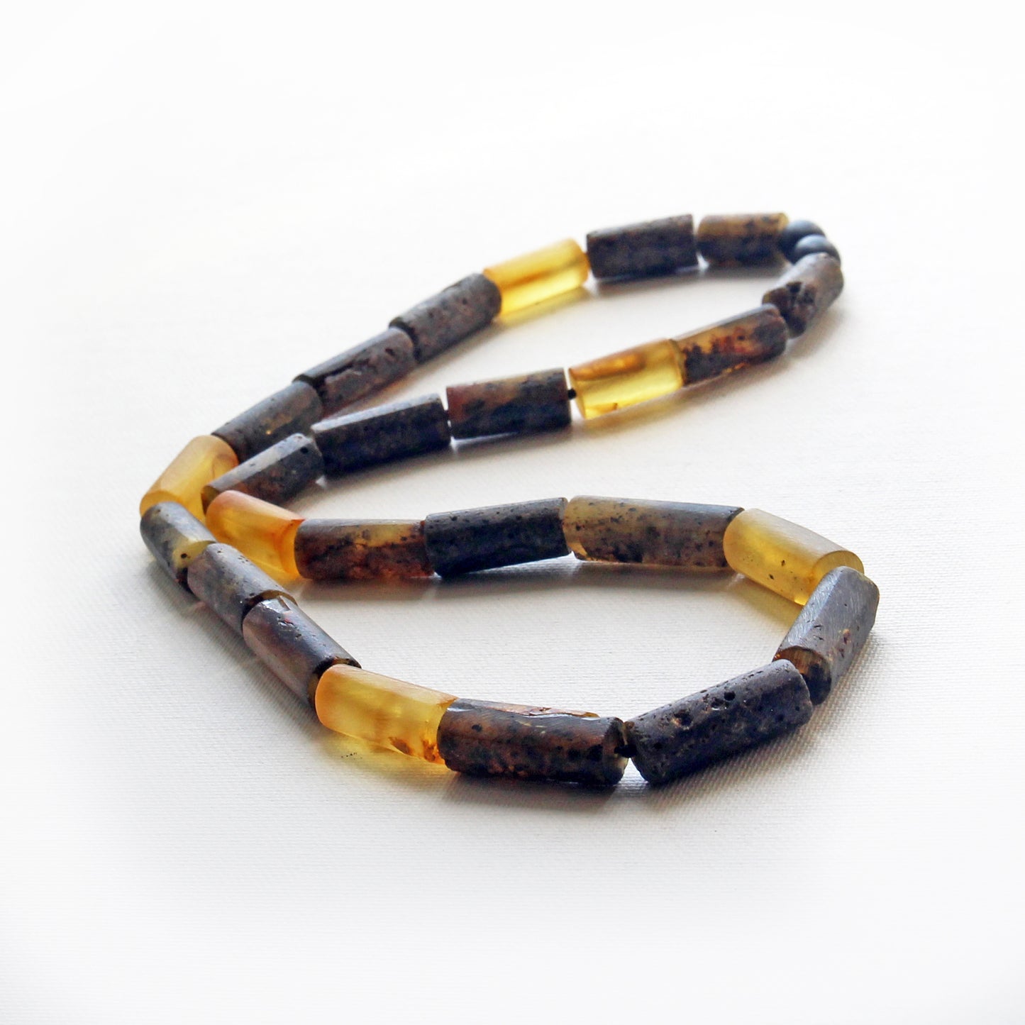 Genuine Baltic Amber Necklace, Gemstone Men's Necklace, Black Amber Stones Necklace for Men, Gift for Him