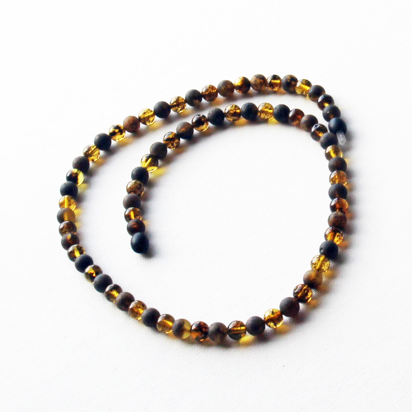 Genuine Baltic Amber Necklace, Gemstone Men's Necklace, Black Amber Stones Necklace for Men, Gift for Him