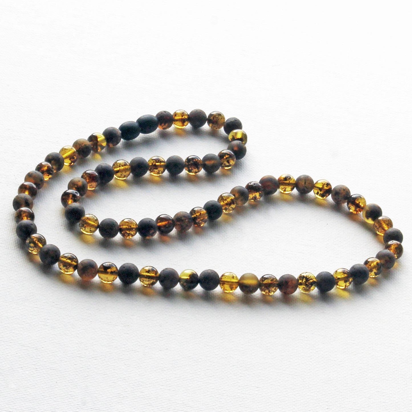 Genuine Baltic Amber Necklace, Gemstone Men's Necklace, Black Amber Stones Necklace for Men, Gift for Him