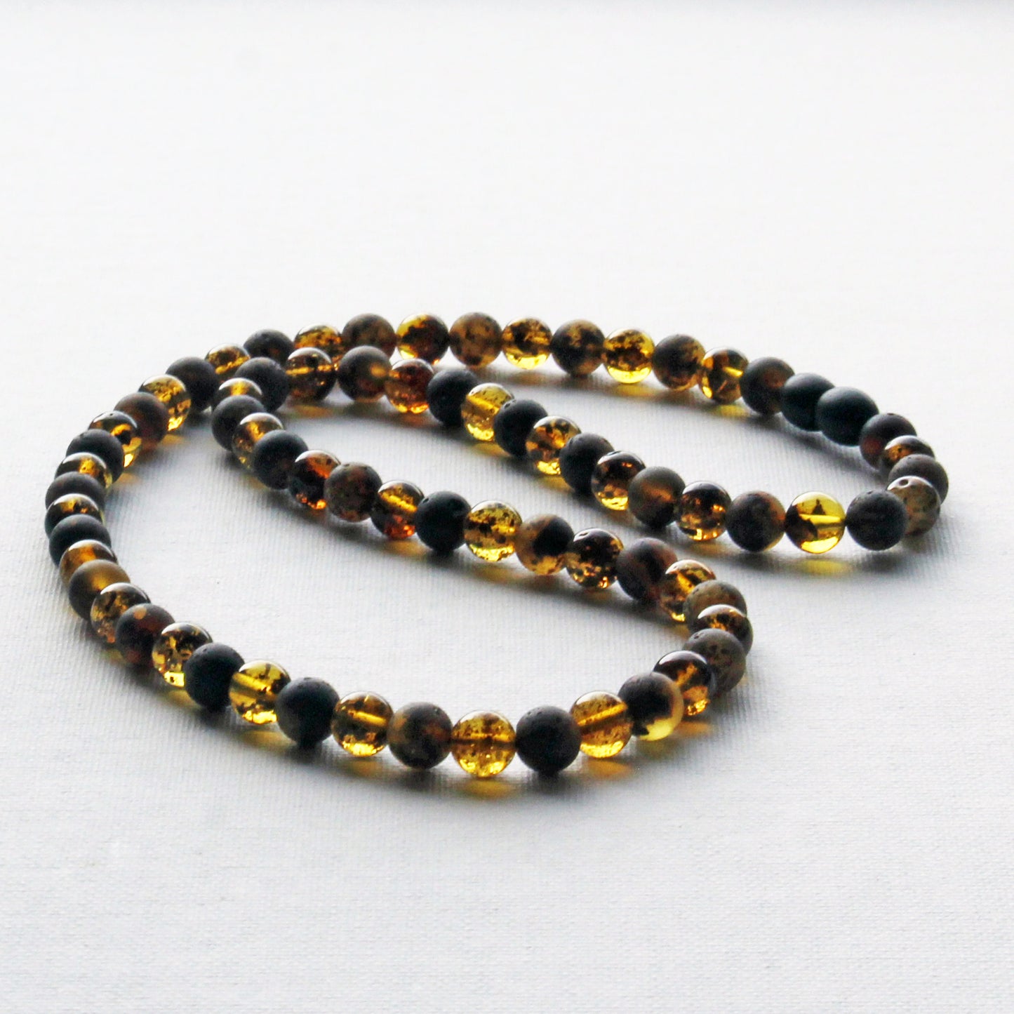Genuine Baltic Amber Necklace, Gemstone Men's Necklace, Black Amber Stones Necklace for Men, Gift for Him
