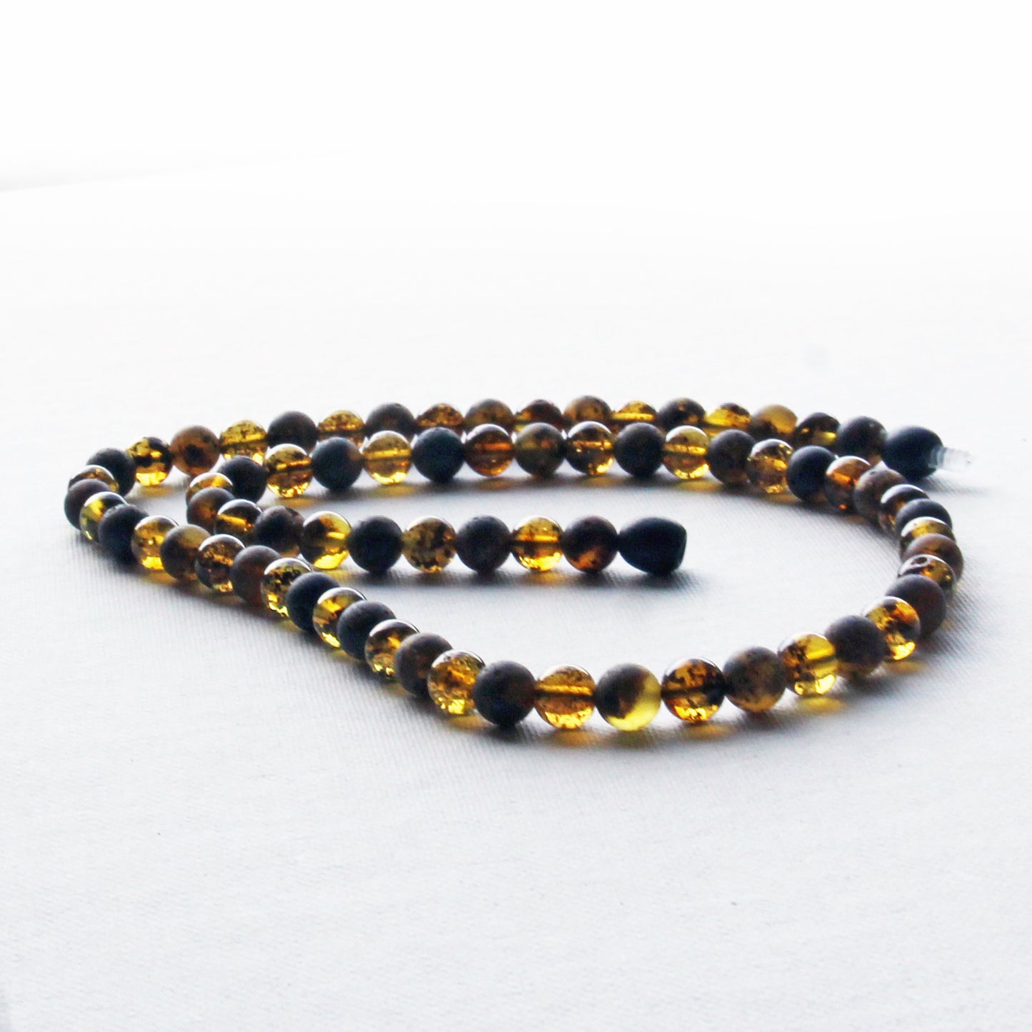 Genuine Baltic Amber Necklace, Gemstone Men's Necklace, Black Amber Stones Necklace for Men, Gift for Him