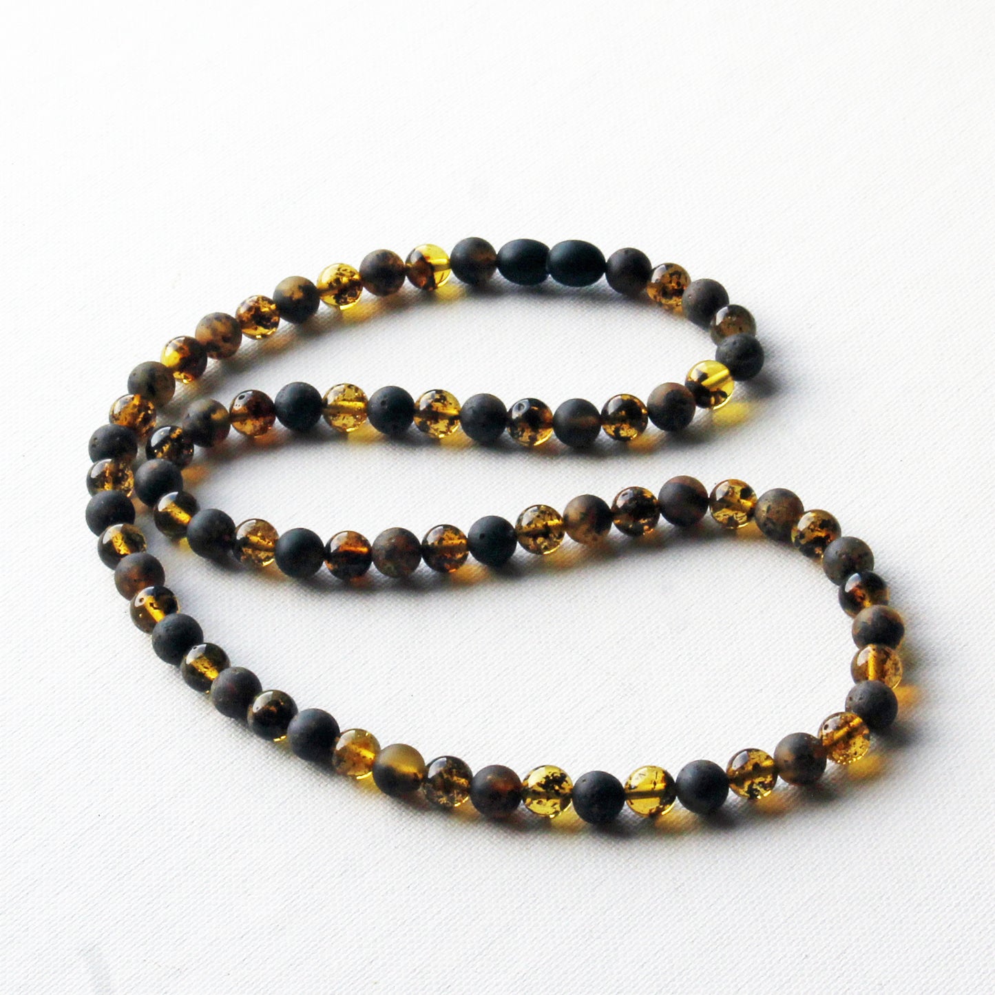 Genuine Baltic Amber Necklace, Gemstone Men's Necklace, Black Amber Stones Necklace for Men, Gift for Him