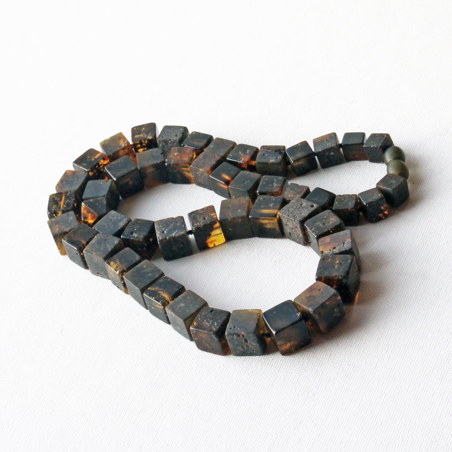 Luxury Amber Necklace for Men, Gemstone Men's Necklace, Cubic Amber Necklace, Large Amber Beads