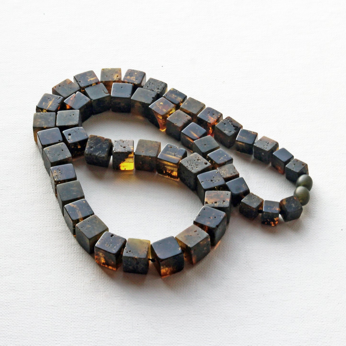 Luxury Amber Necklace for Men, Gemstone Men's Necklace, Cubic Amber Necklace, Large Amber Beads