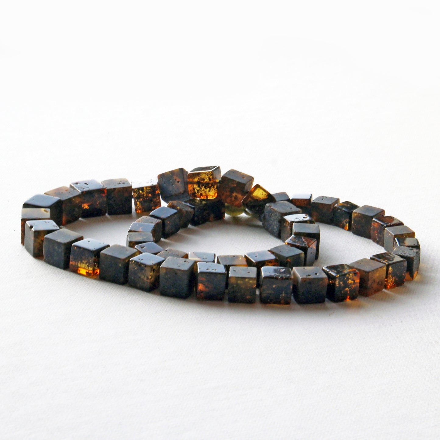 Luxury Amber Necklace for Men, Gemstone Men's Necklace, Cubic Amber Necklace, Large Amber Beads