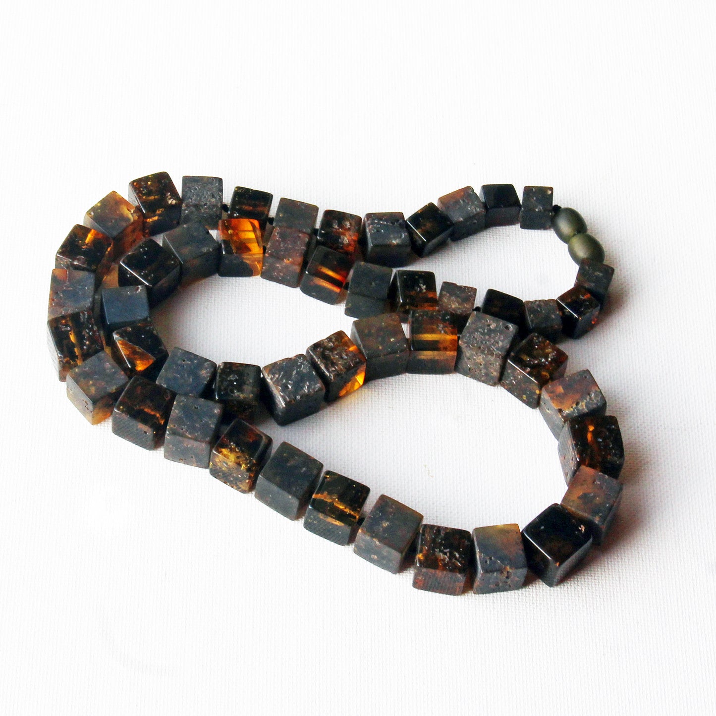 Luxury Amber Necklace for Men, Gemstone Men's Necklace, Cubic Amber Necklace, Large Amber Beads