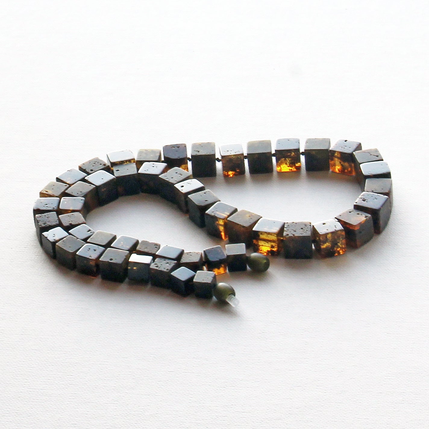 Luxury Amber Necklace for Men, Gemstone Men's Necklace, Cubic Amber Necklace, Large Amber Beads