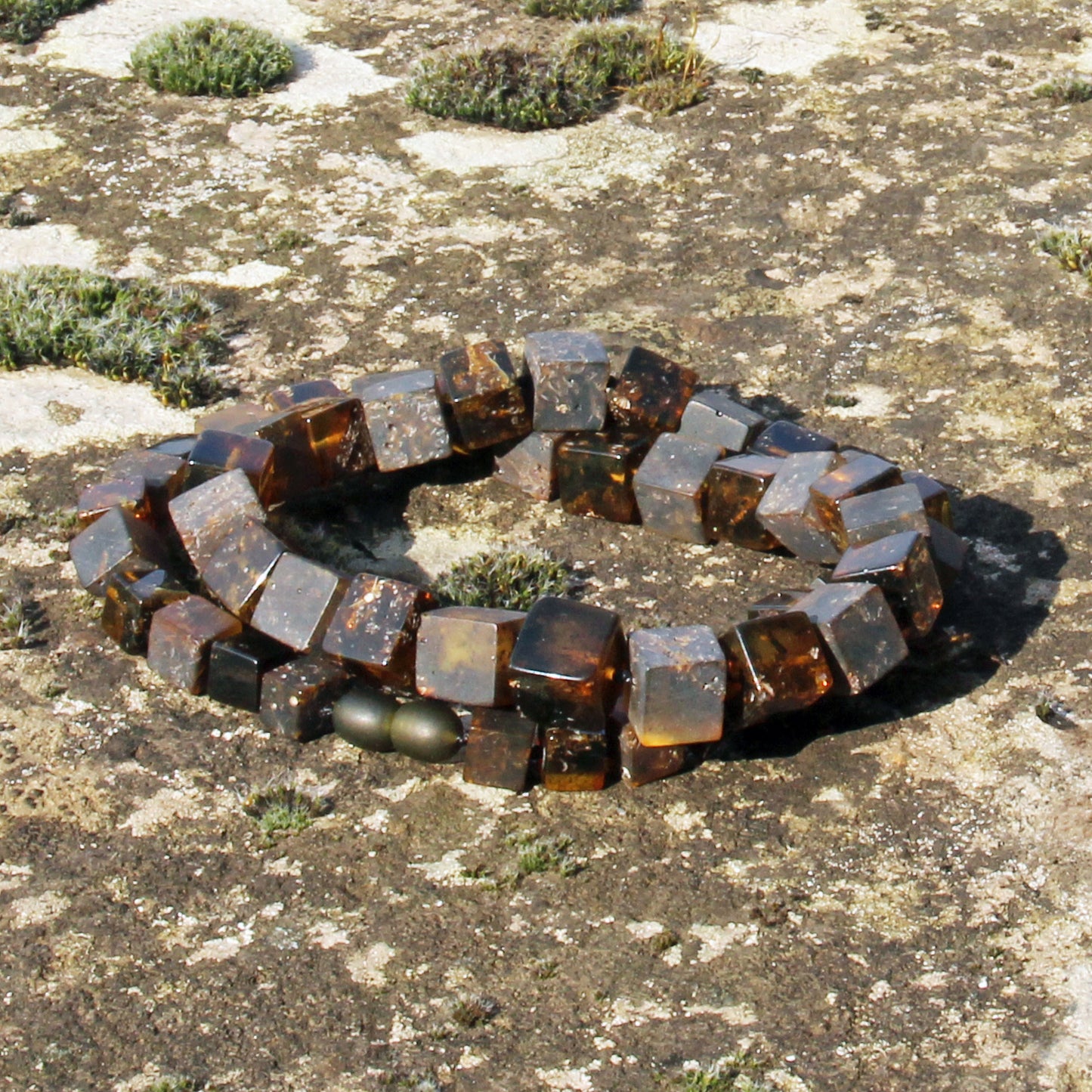 Luxury Amber Necklace for Men, Gemstone Men's Necklace, Cubic Amber Necklace, Large Amber Beads