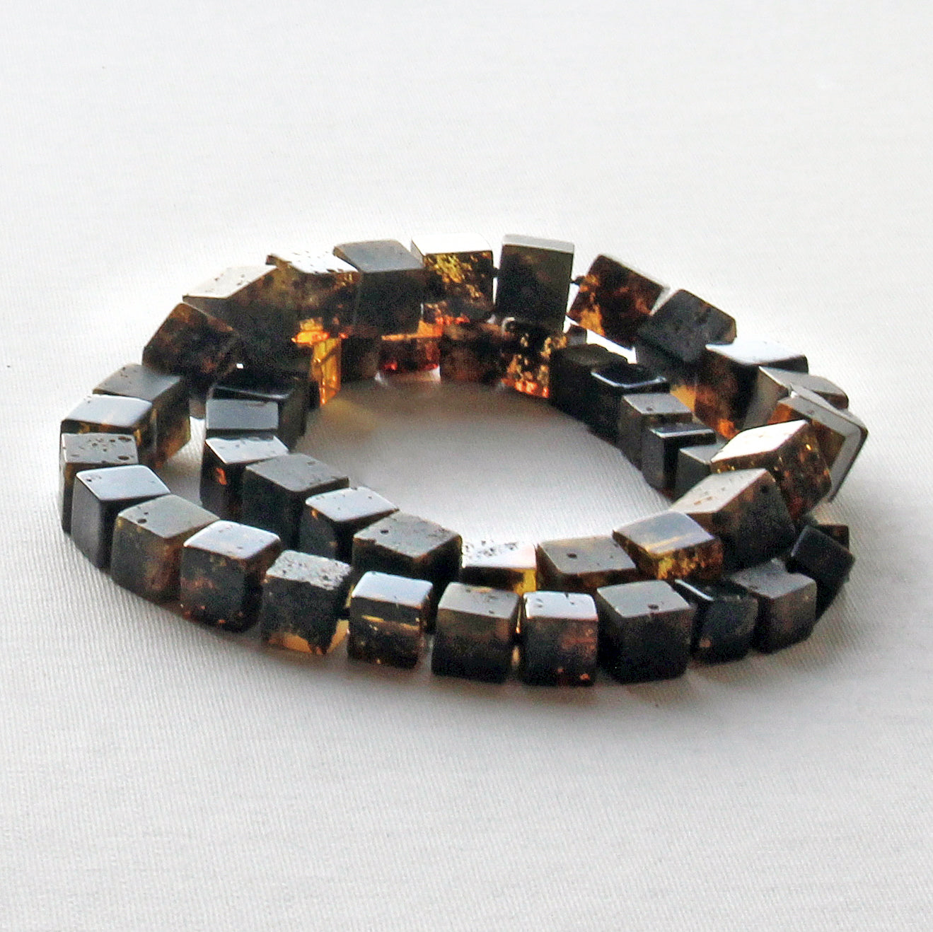 Luxury Amber Necklace for Men, Gemstone Men's Necklace, Cubic Amber Necklace, Large Amber Beads