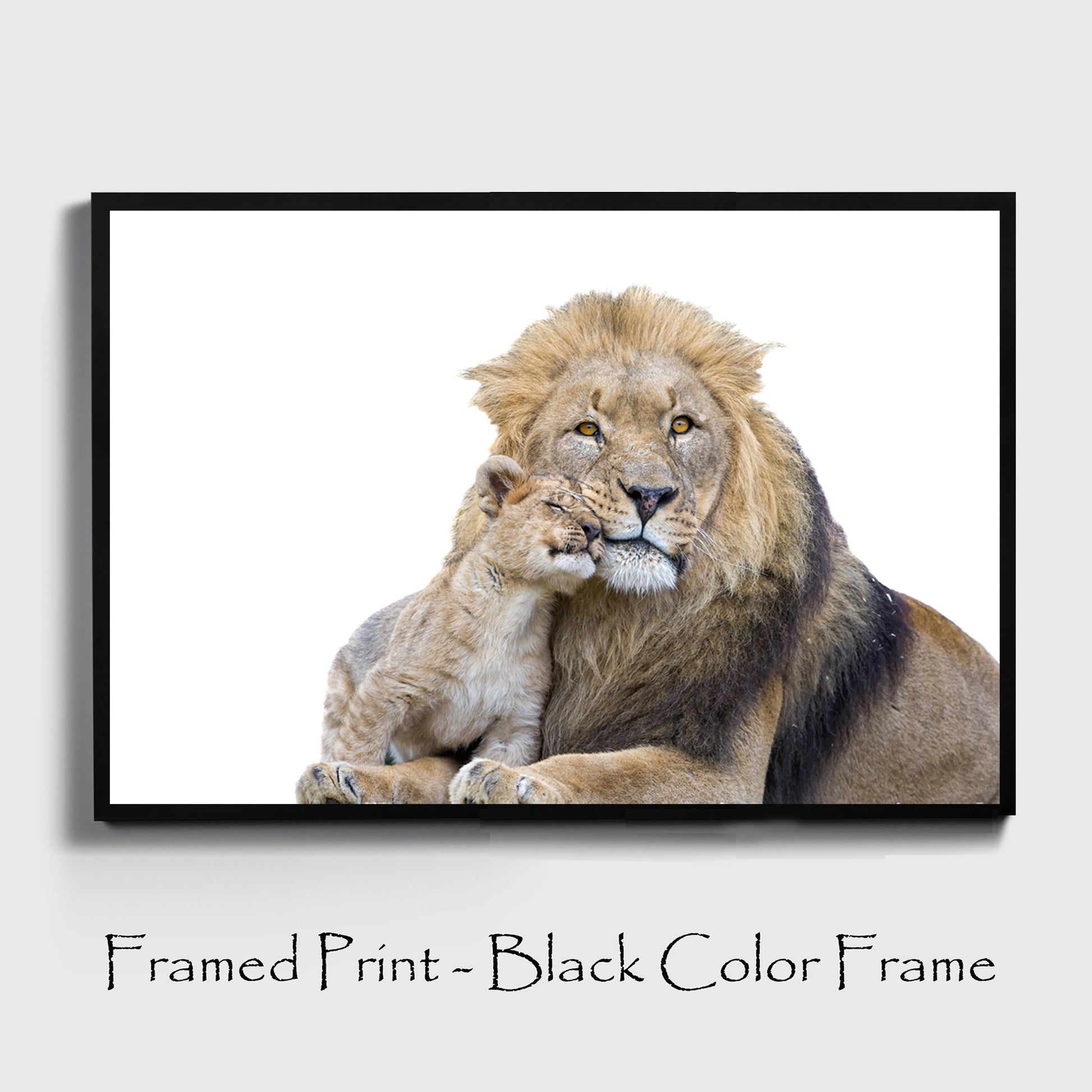 Lion and cub print in black color frame.