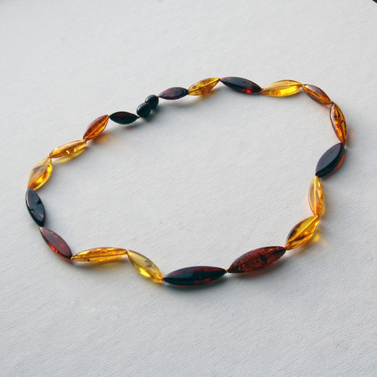 Exquisite Amber Necklace, Baltic Amber Necklace, Multicolor Amber Stones Beads, Elegant Amber Necklace, Women's Gemstone Necklace